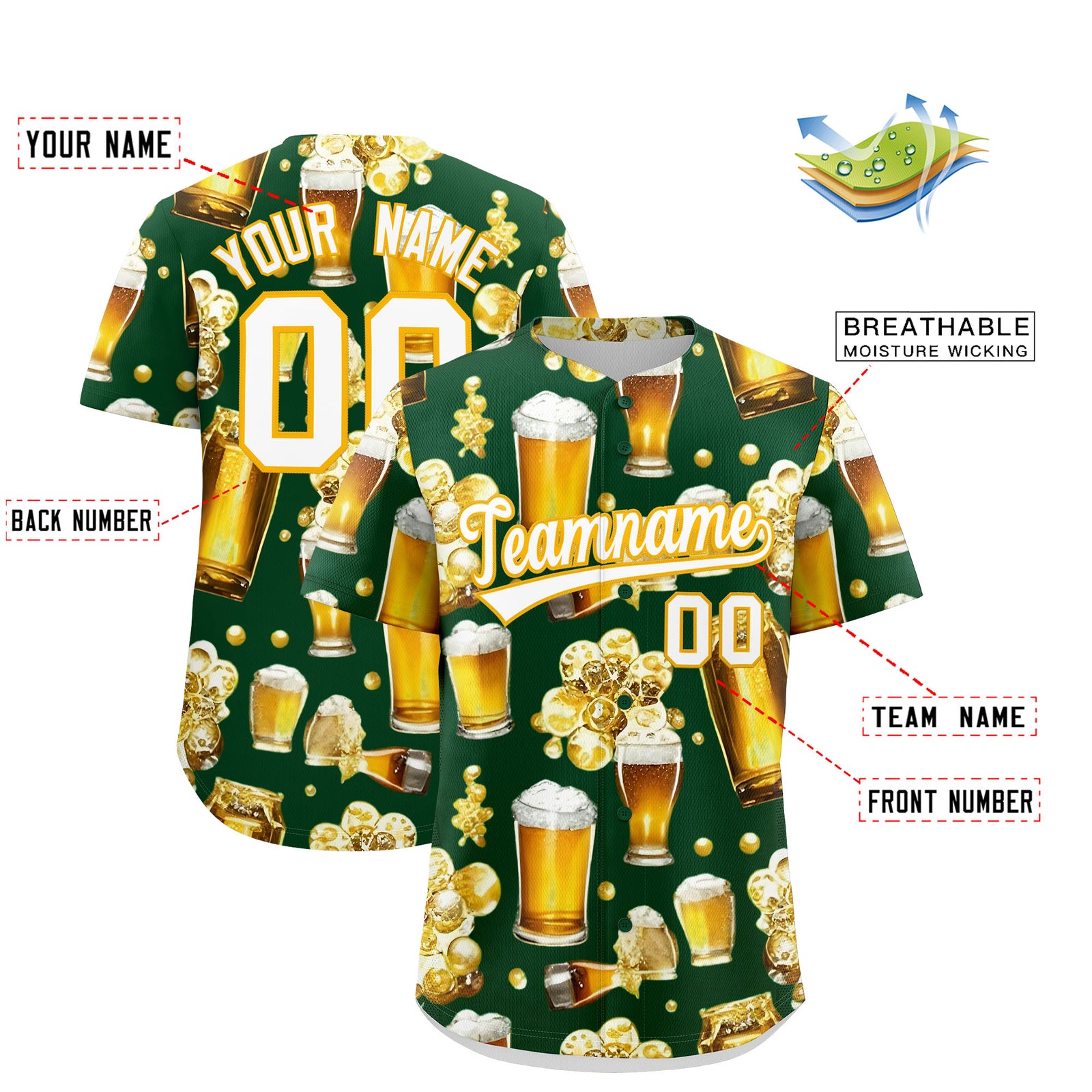 Custom Green Personalized Team Shirts for Parties & Training | KXKSHOP
