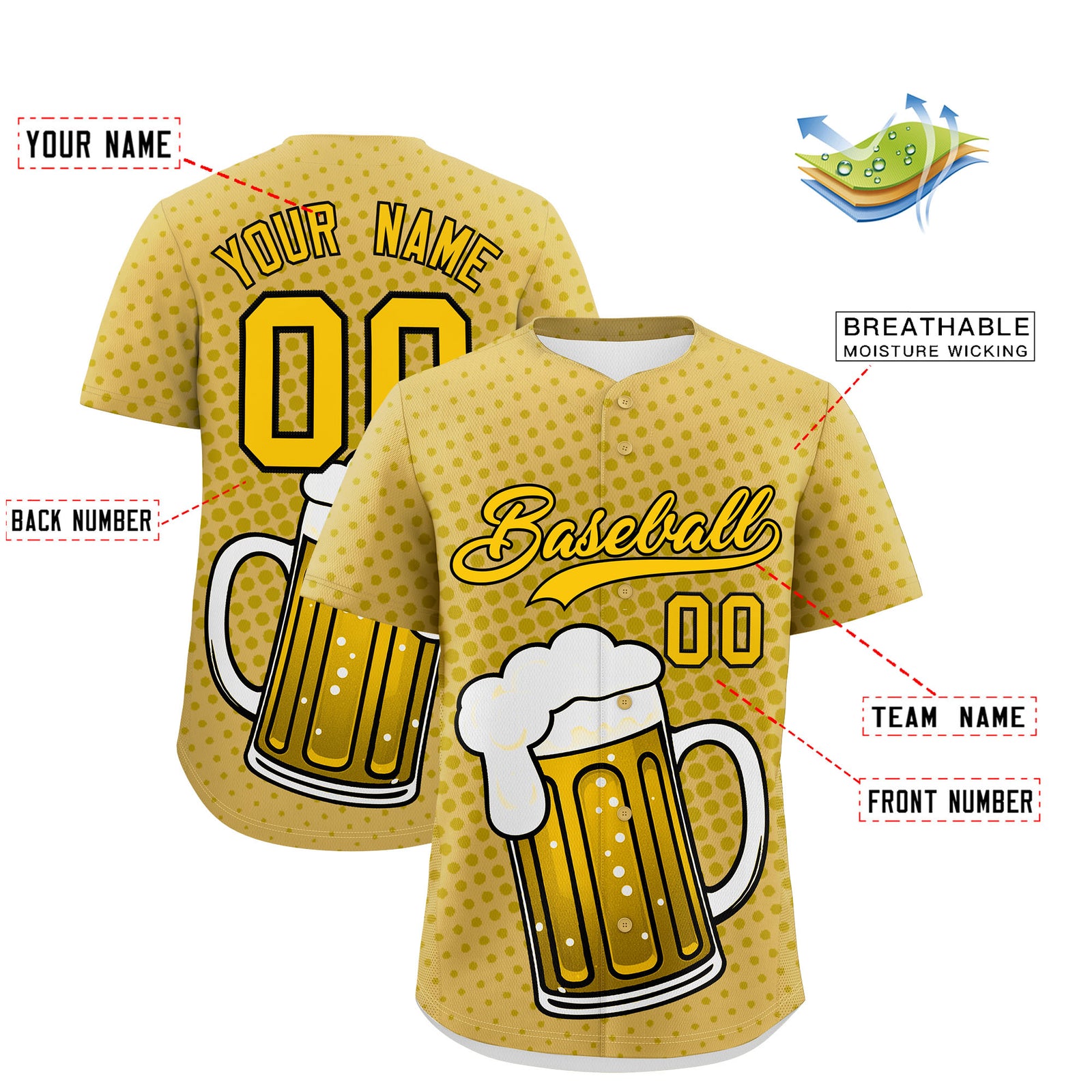 Custom Old Gold Personalized Team Shirts for Parties & Training | KXKSHOP