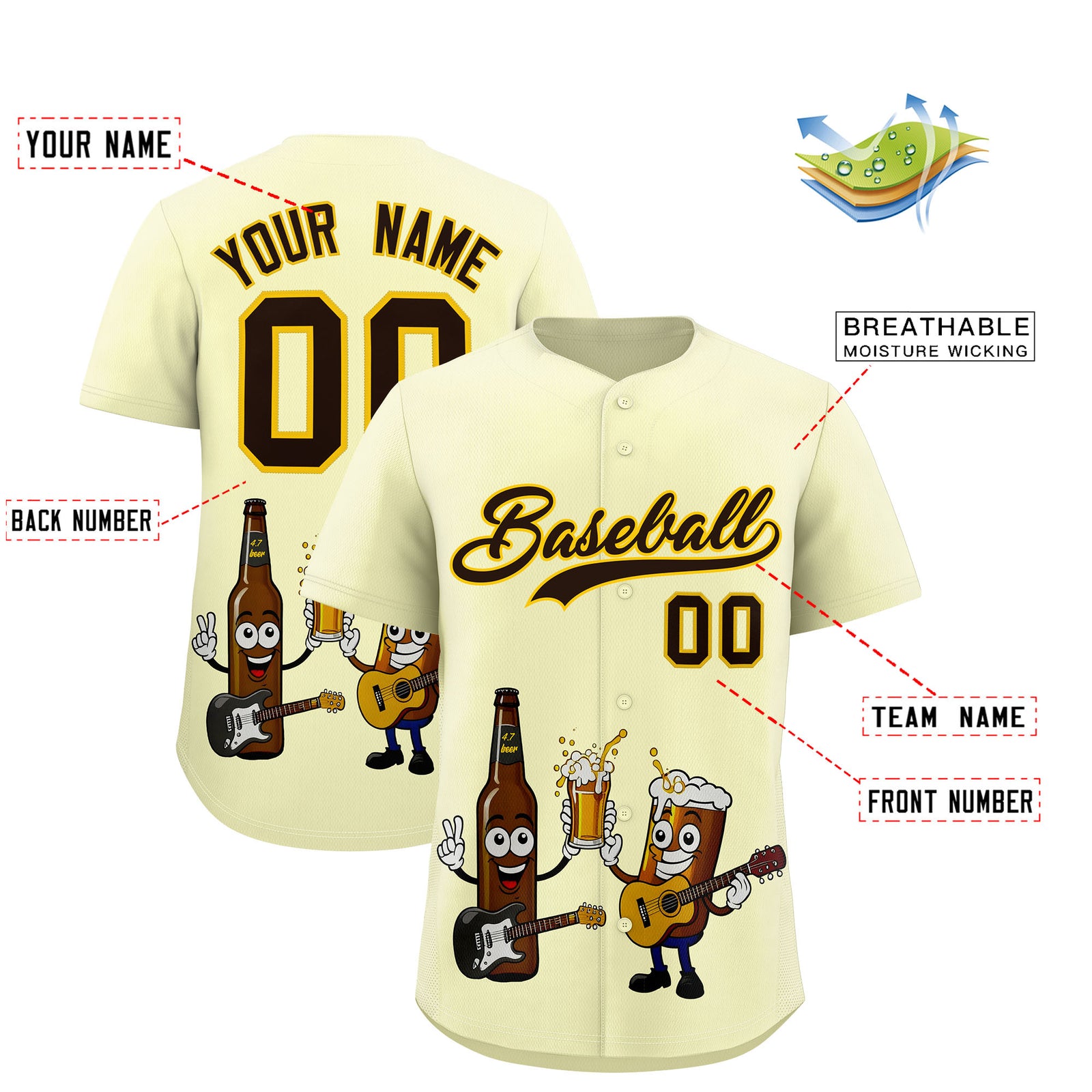 Custom Cream Personalized Team Shirts for Parties & Training | KXKSHOP