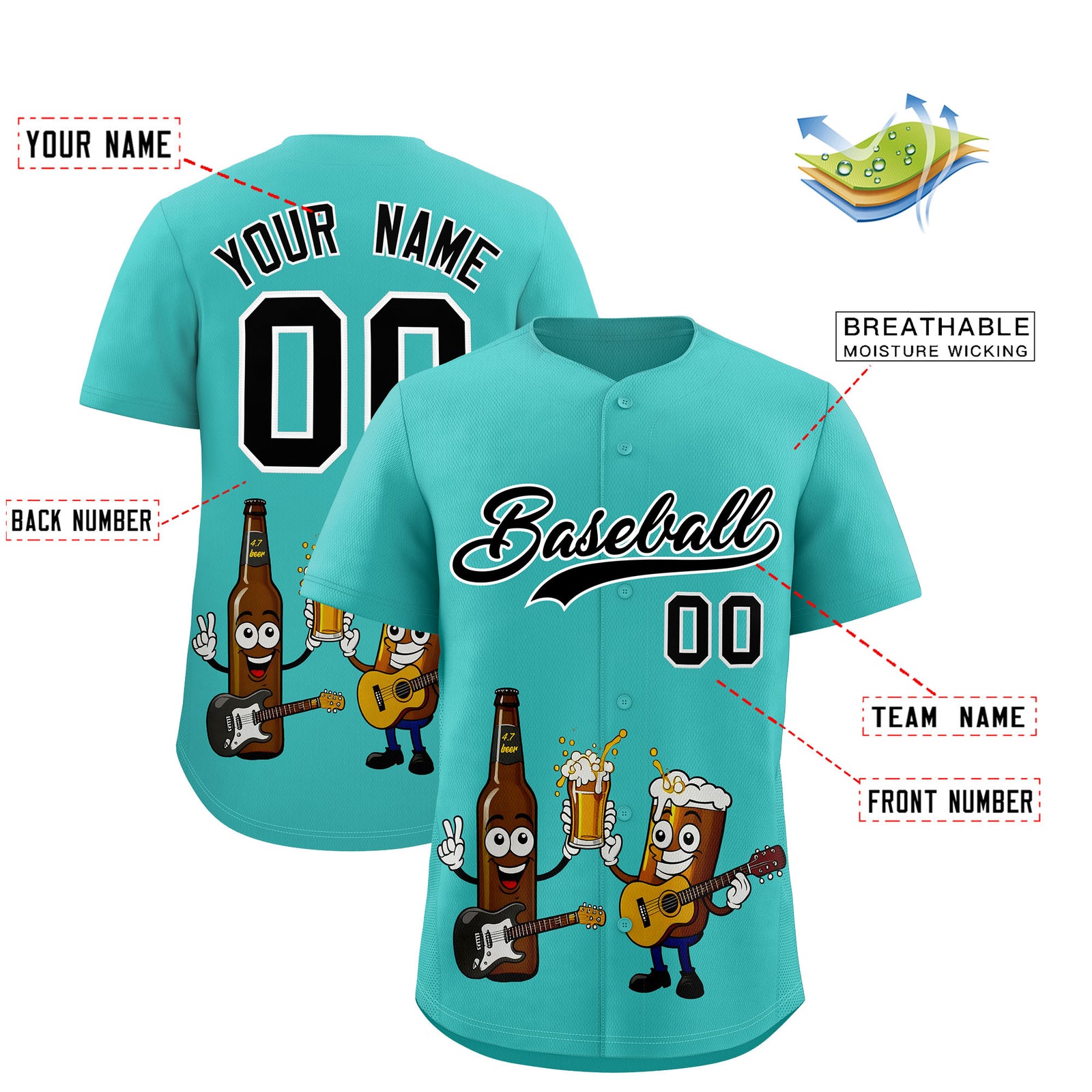 Custom Teal Personalized Team Shirts for Parties & Training | KXKSHOP
