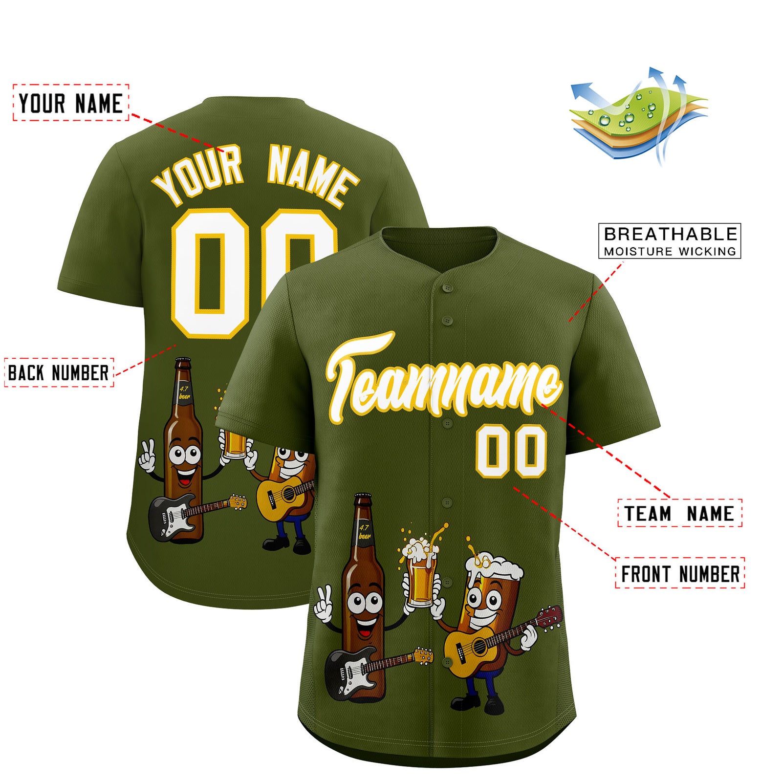 Custom Olive Personalized Team Shirts for Parties & Training | KXKSHOP