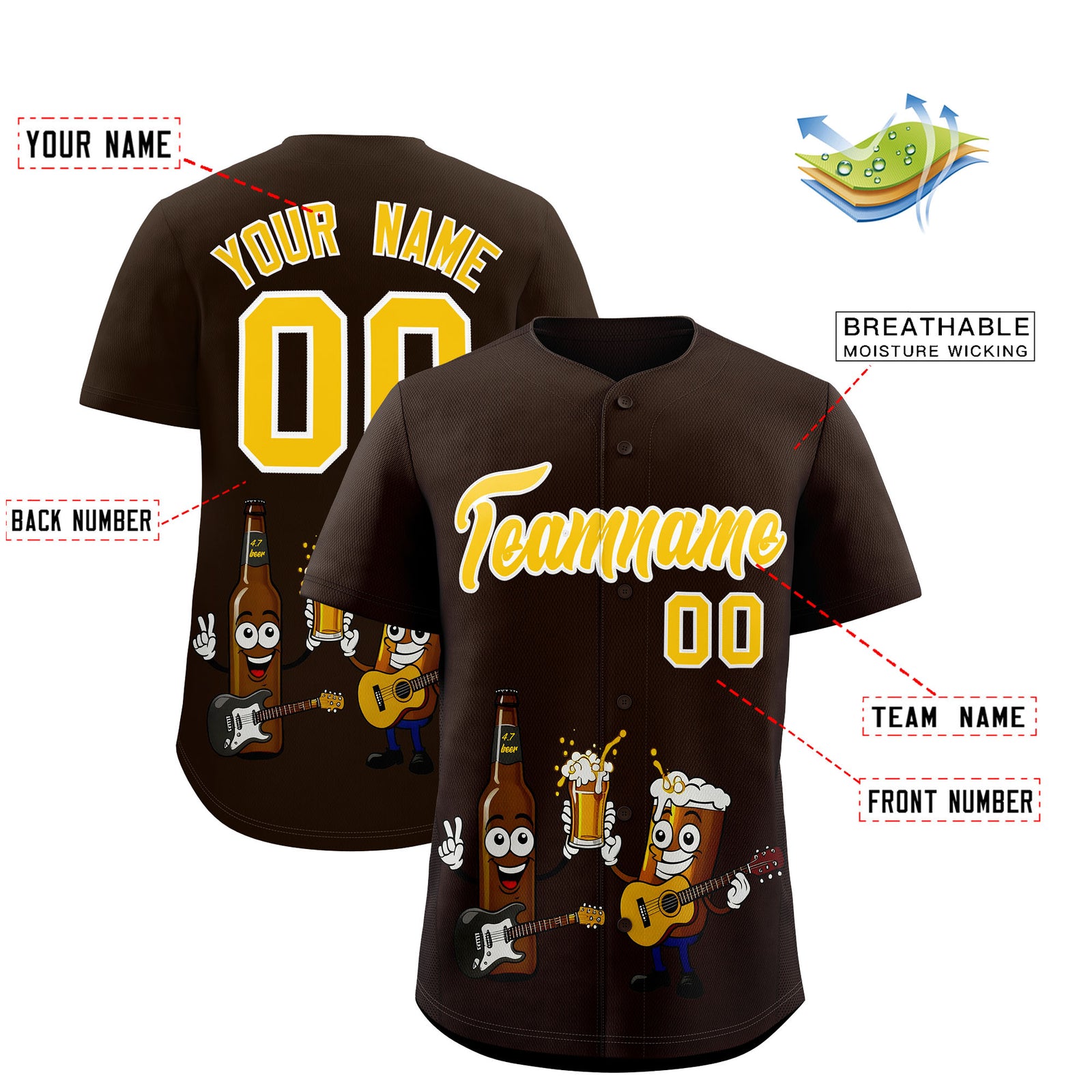 Custom Brown Personalized Team Shirts for Parties & Training | KXKSHOP