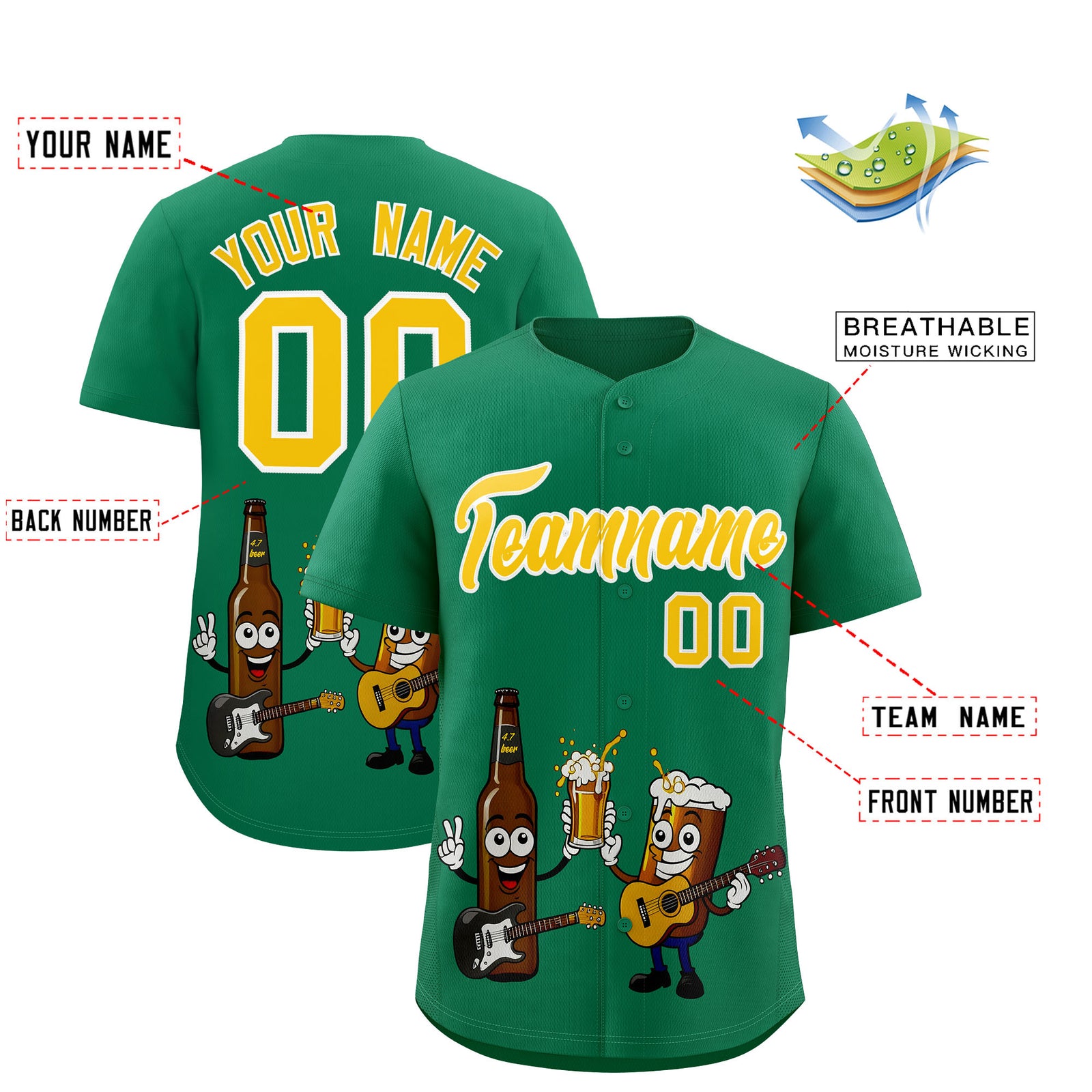 Custom Kelly Green Personalized Team Shirts for Parties & Training | KXKSHOP