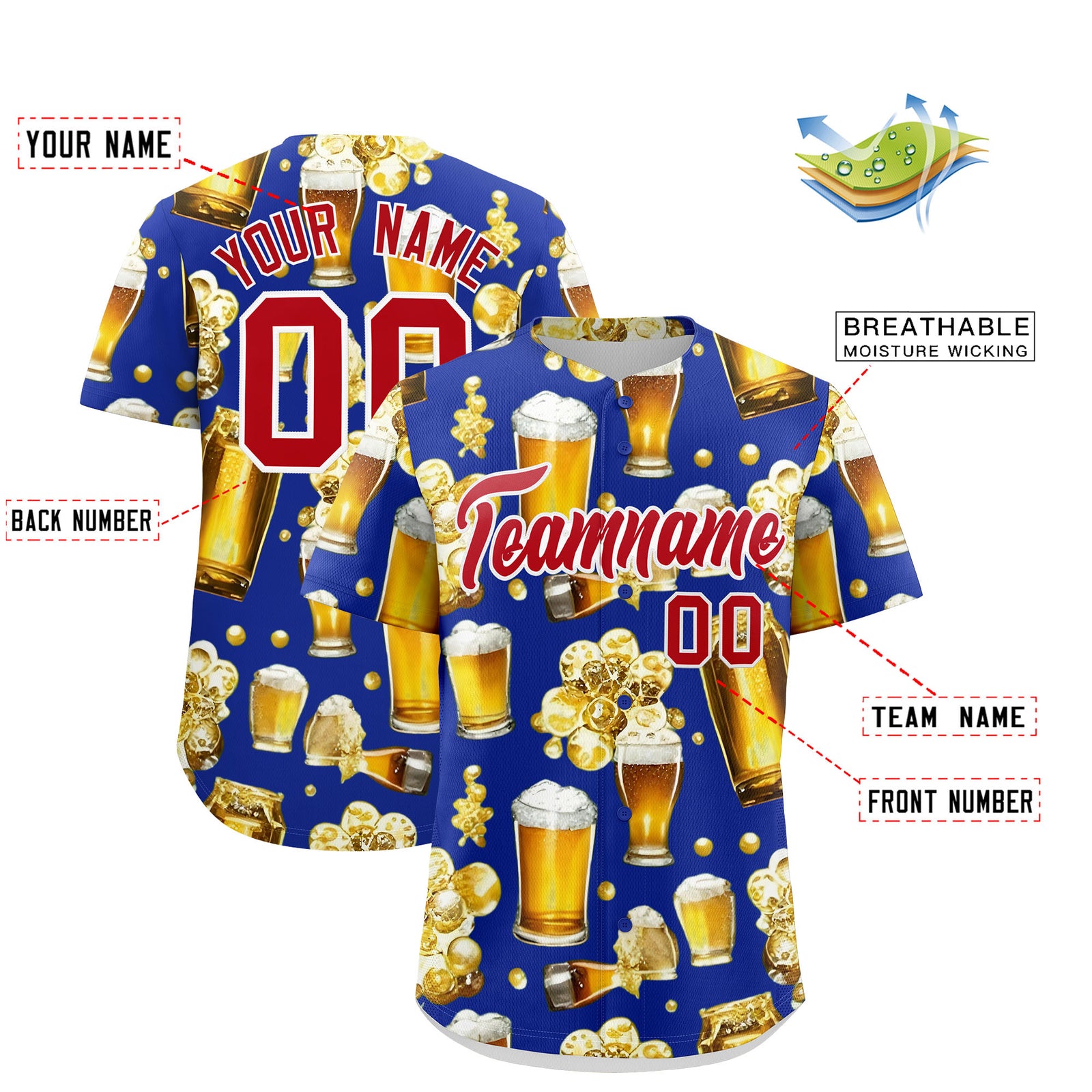 Custom Royal Blue Personalized Team Shirts for Parties & Training | KXKSHOP