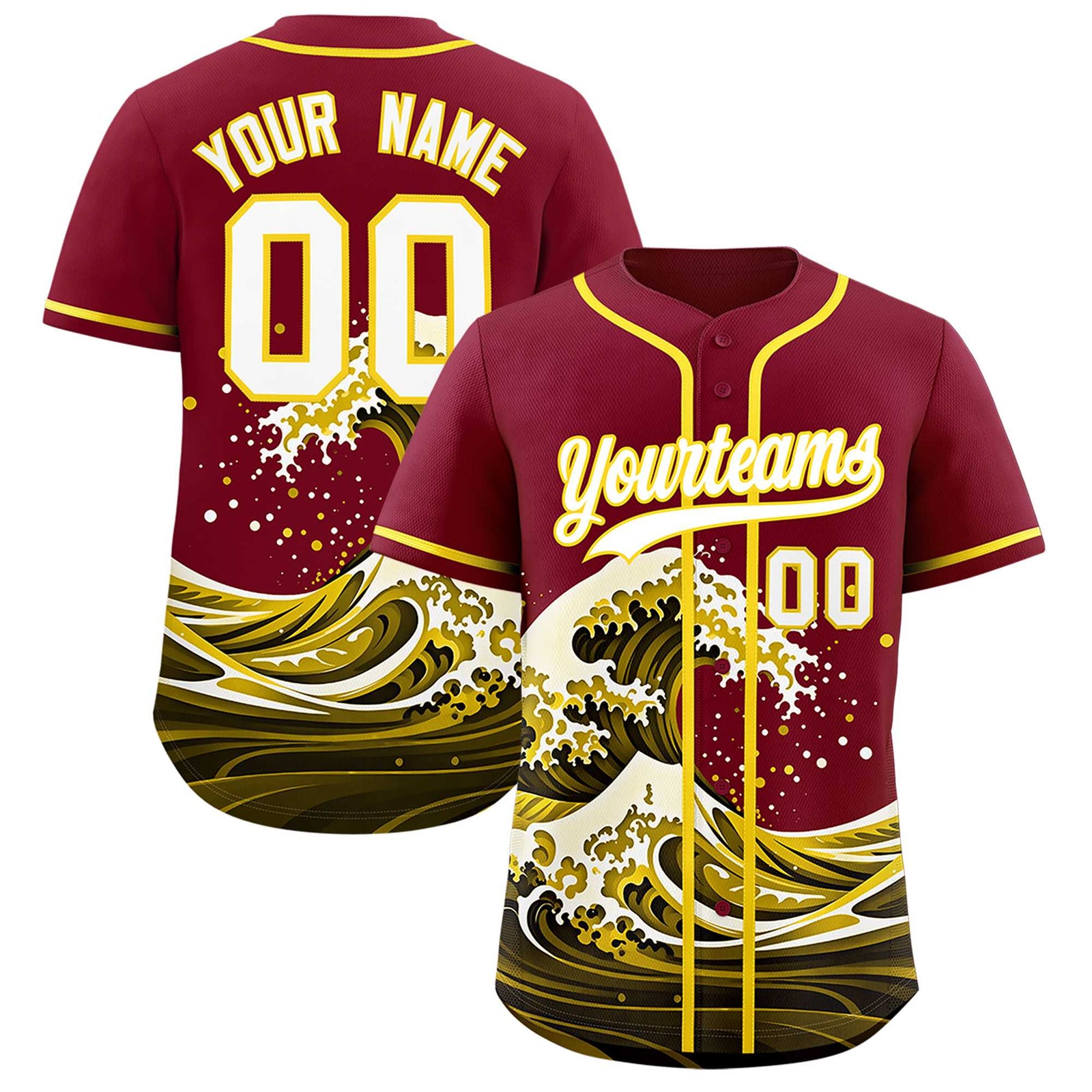 Custom Crimson Wave Graffiti Pattern Authentic Baseball Jersey