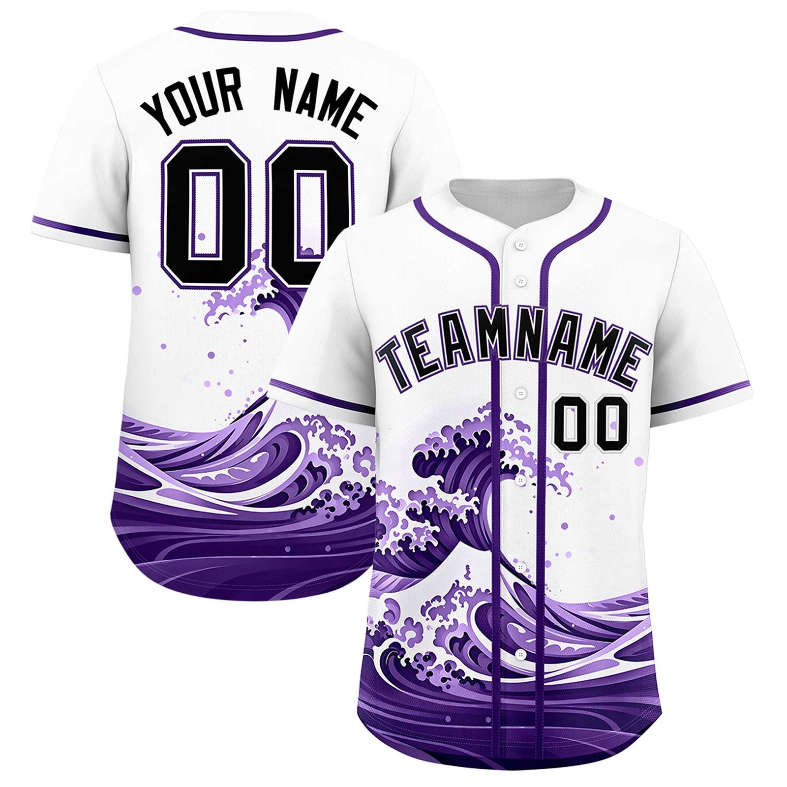 Custom White Wave Graffiti Pattern Authentic Baseball Jersey