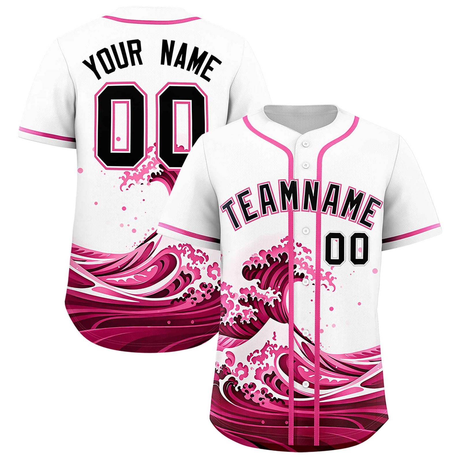Custom White Wave Graffiti Pattern Authentic Baseball Jersey