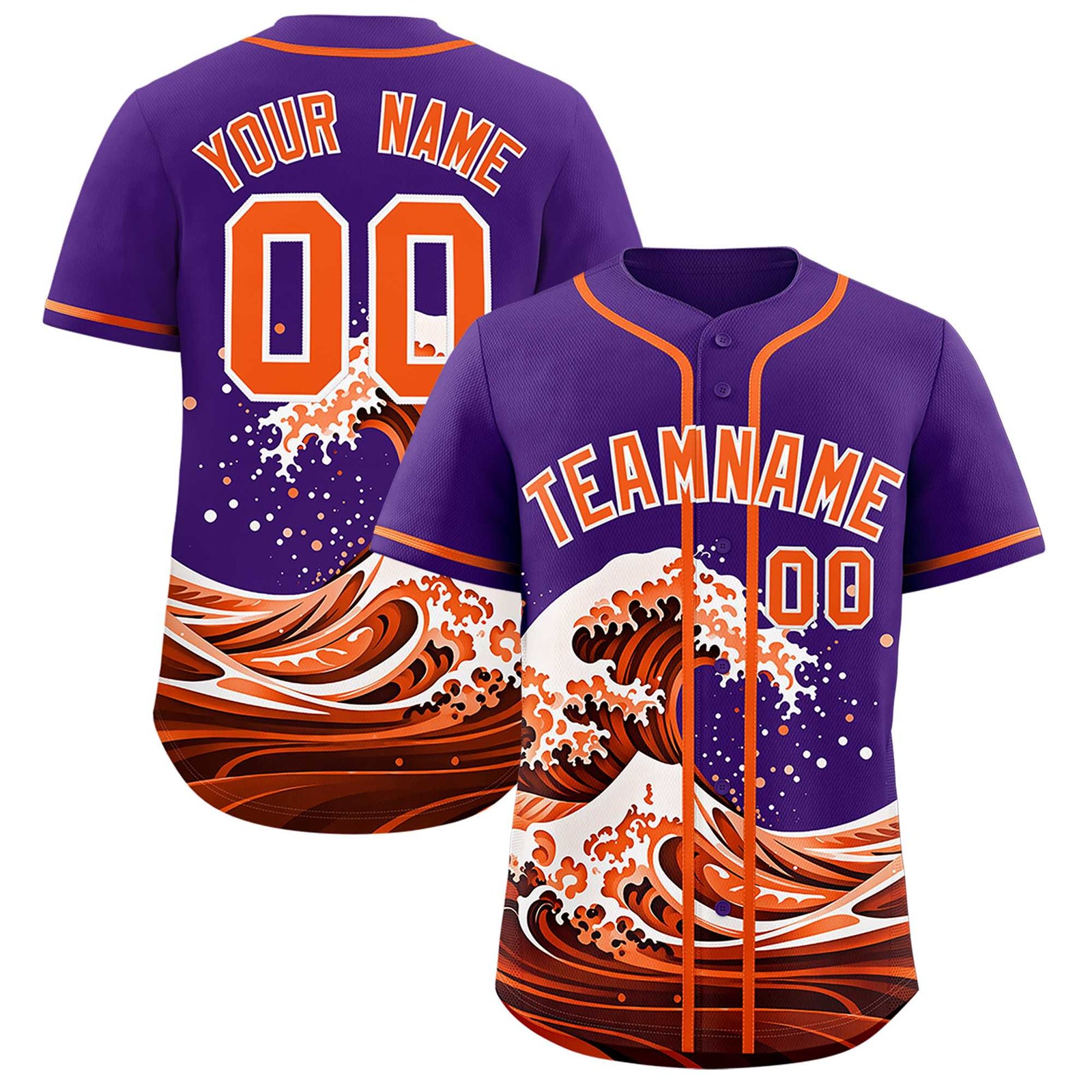 Custom Purple Wave Graffiti Pattern Authentic Baseball Jersey