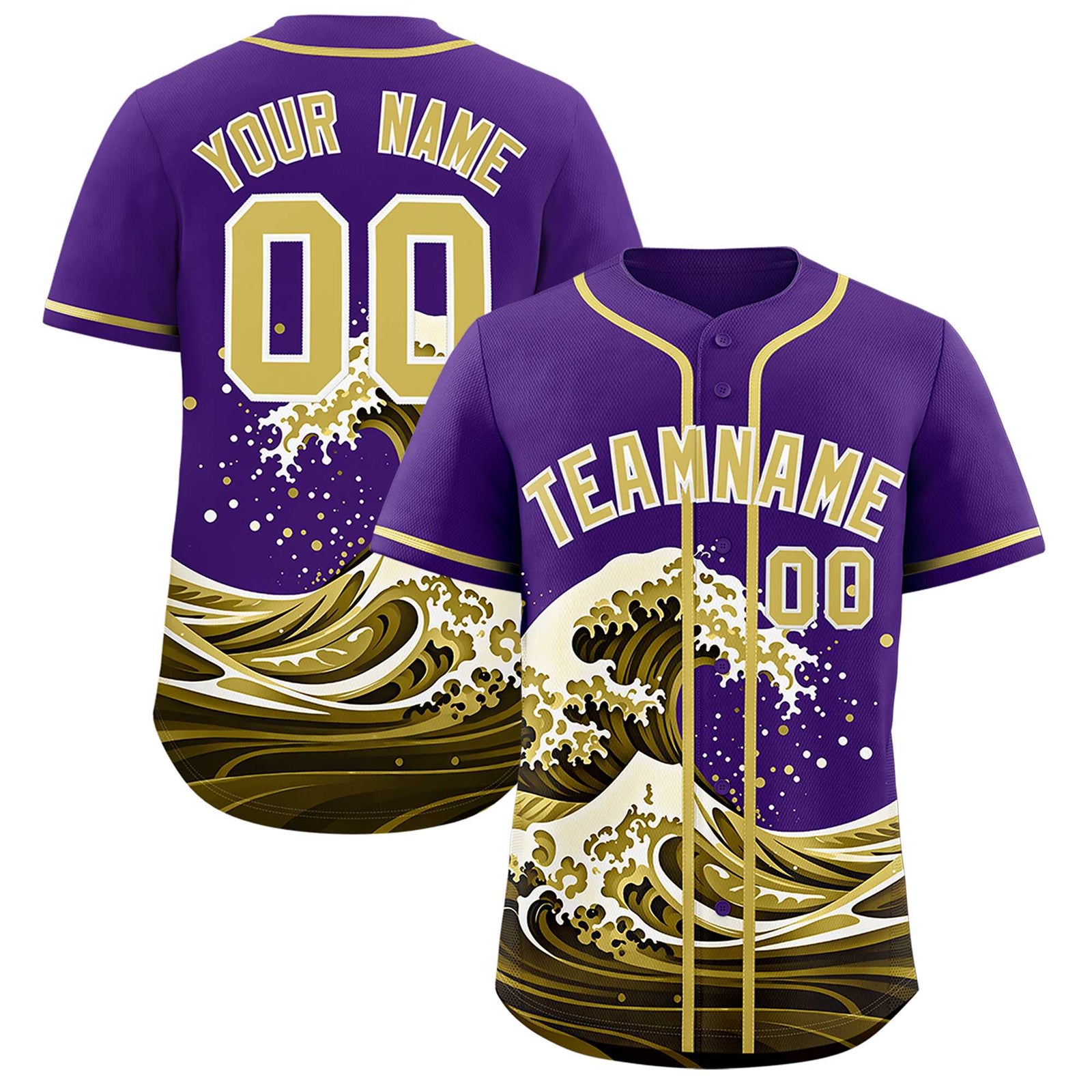 Custom Purple Wave Graffiti Pattern Authentic Baseball Jersey
