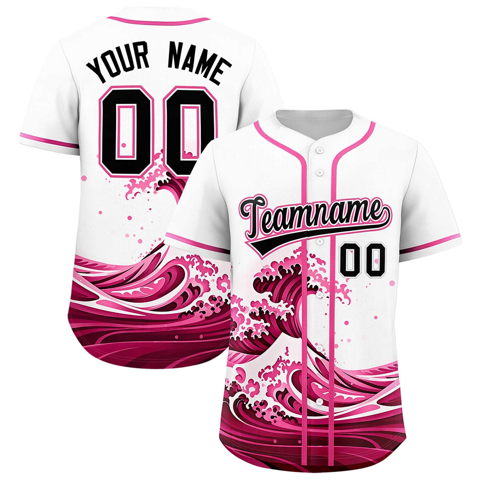 Custom White Wave Graffiti Pattern Authentic Baseball Jersey
