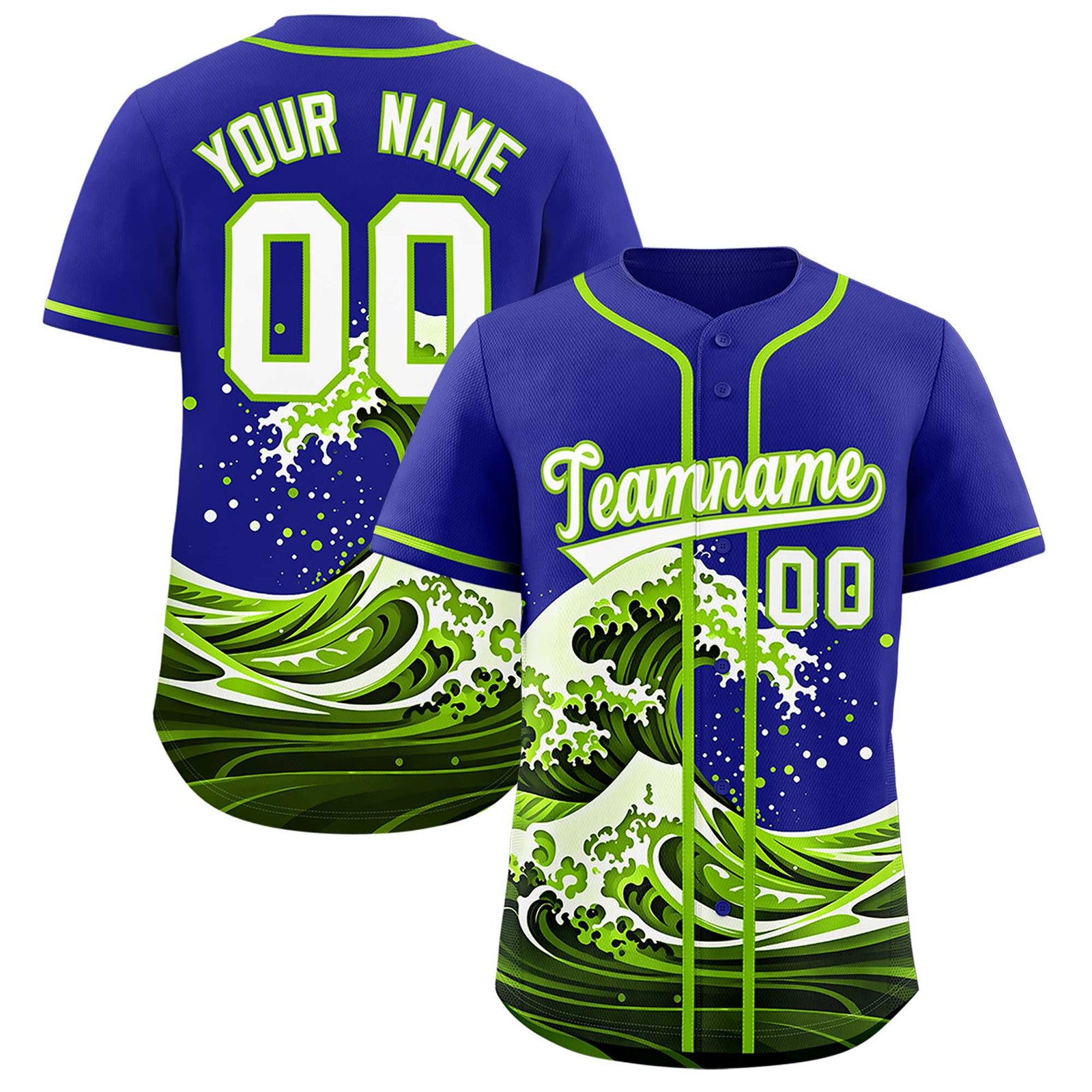 Custom Royal Wave Graffiti Pattern Authentic Baseball Jersey