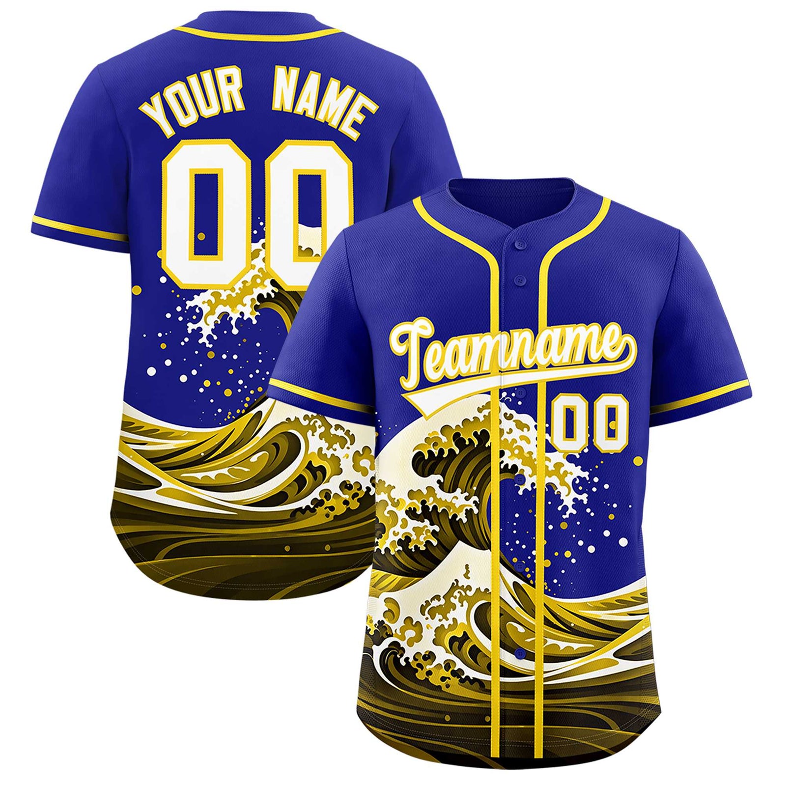 Custom Royal Wave Graffiti Pattern Authentic Baseball Jersey