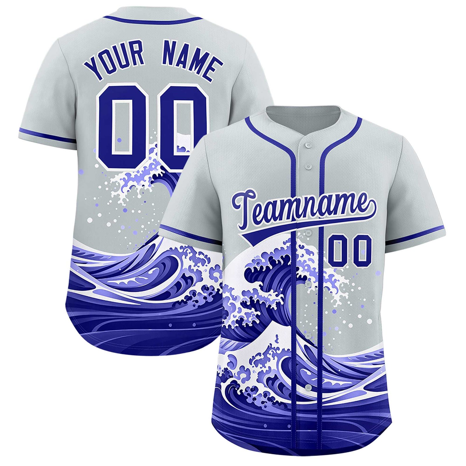 Custom Silver Wave Graffiti Pattern Authentic Baseball Jersey