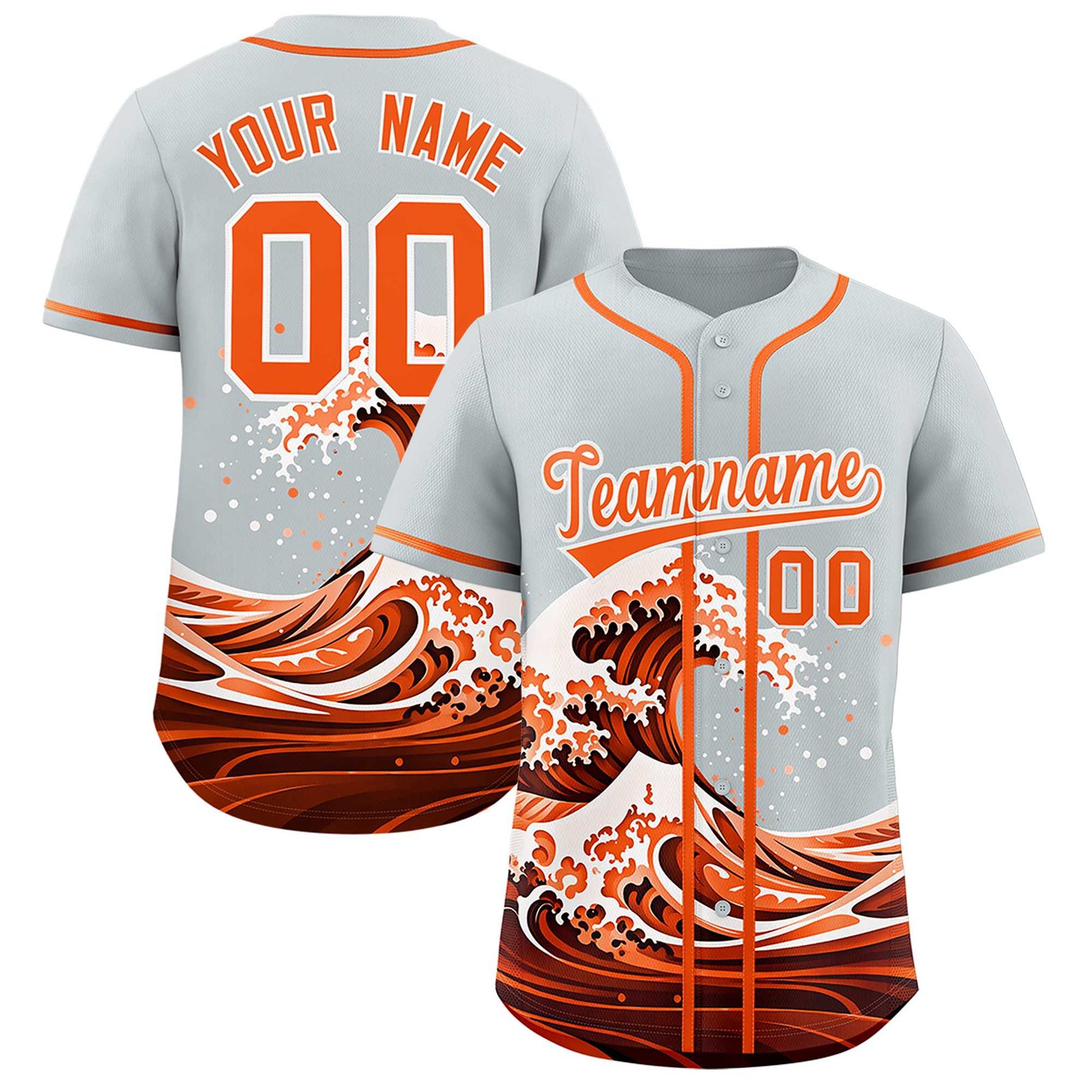 Custom Silver Wave Graffiti Pattern Authentic Baseball Jersey