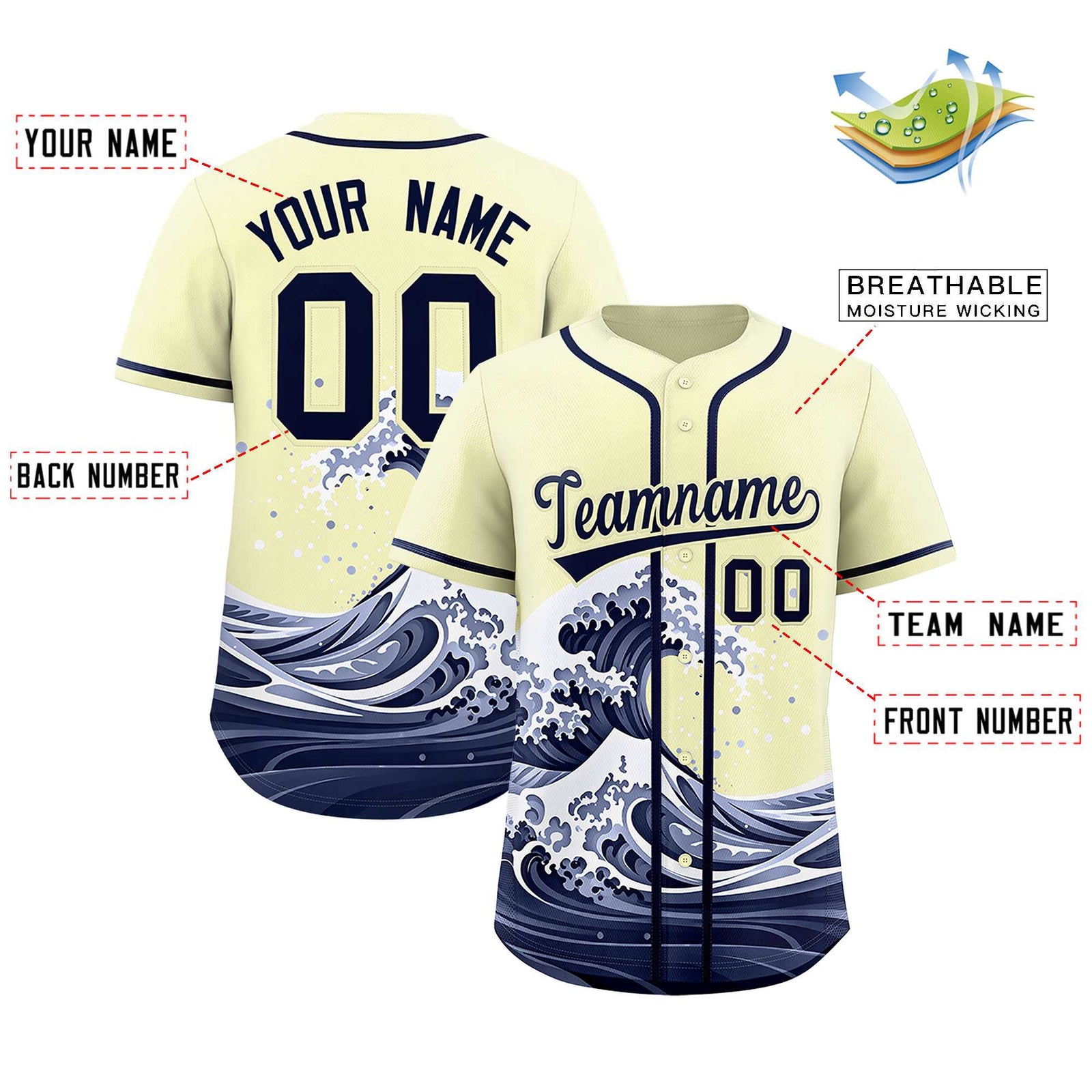 Custom Cream Wave Graffiti Pattern Authentic Baseball Jersey