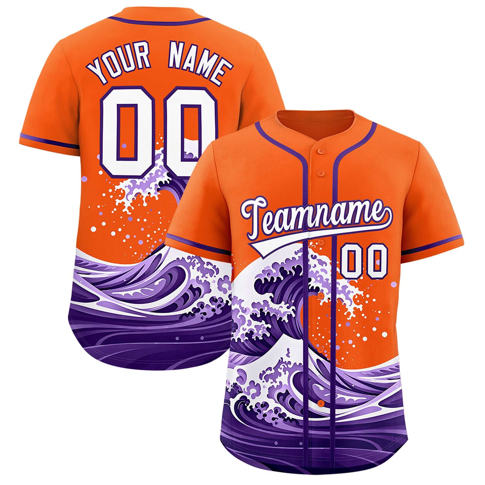 Custom Orange Wave Graffiti Pattern Authentic Baseball Jersey