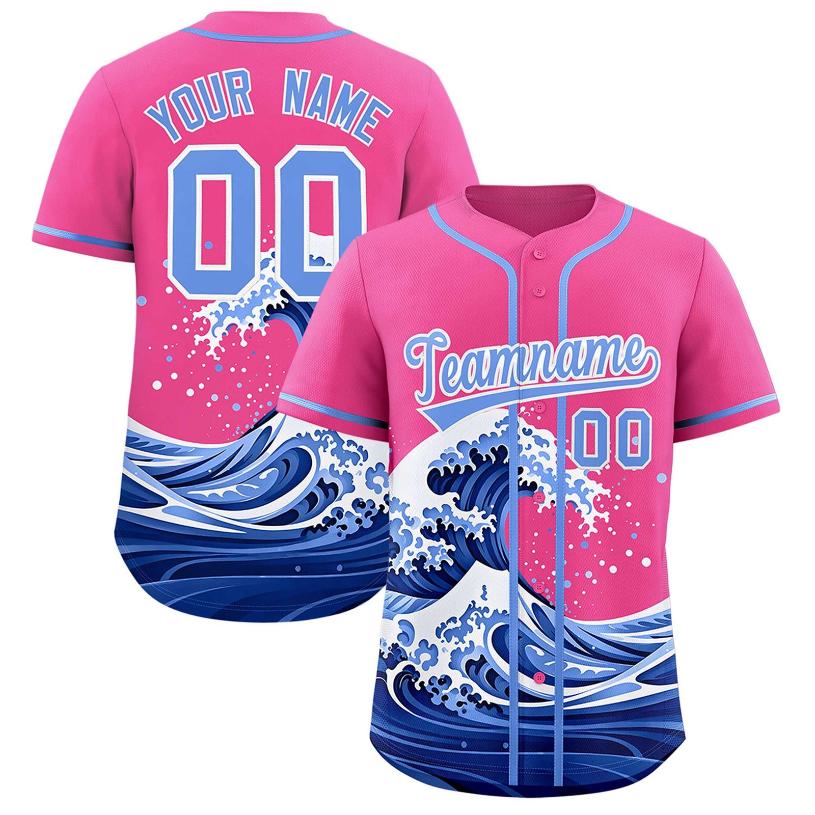 Custom Pink Wave Graffiti Pattern Authentic Baseball Jersey