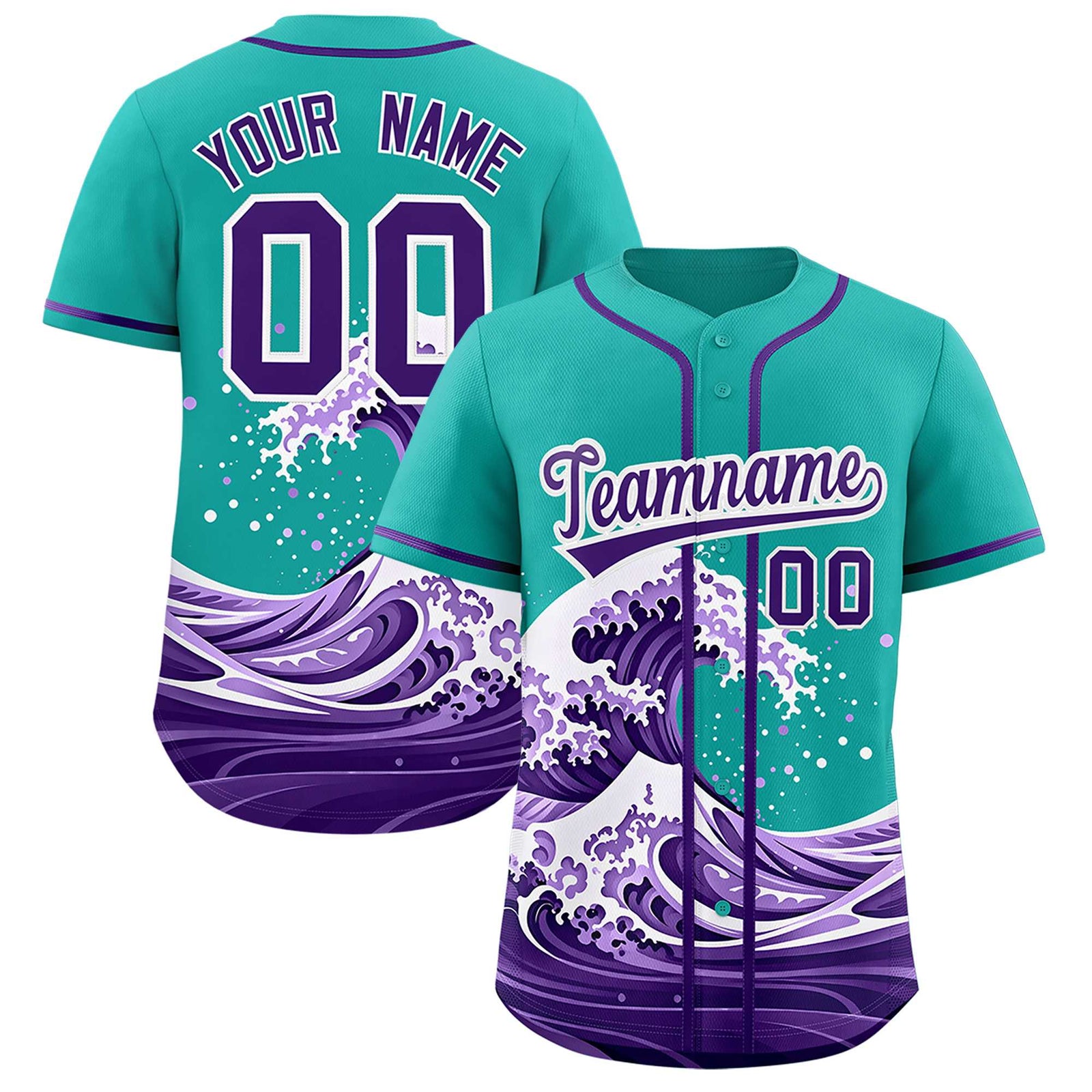 Custom Aqua Wave Graffiti Pattern Authentic Baseball Jersey