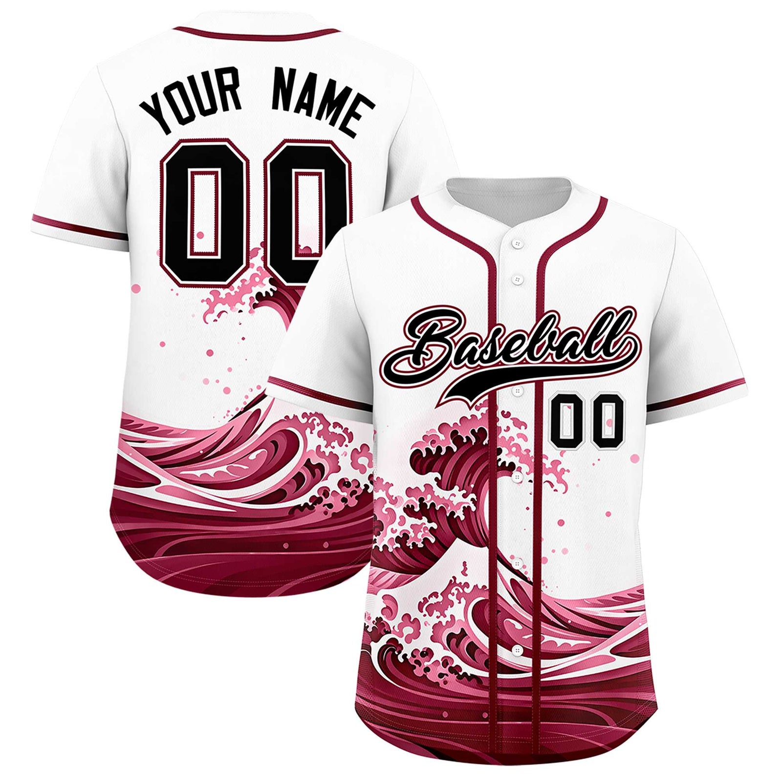Custom White Wave Graffiti Pattern Authentic Baseball Jersey