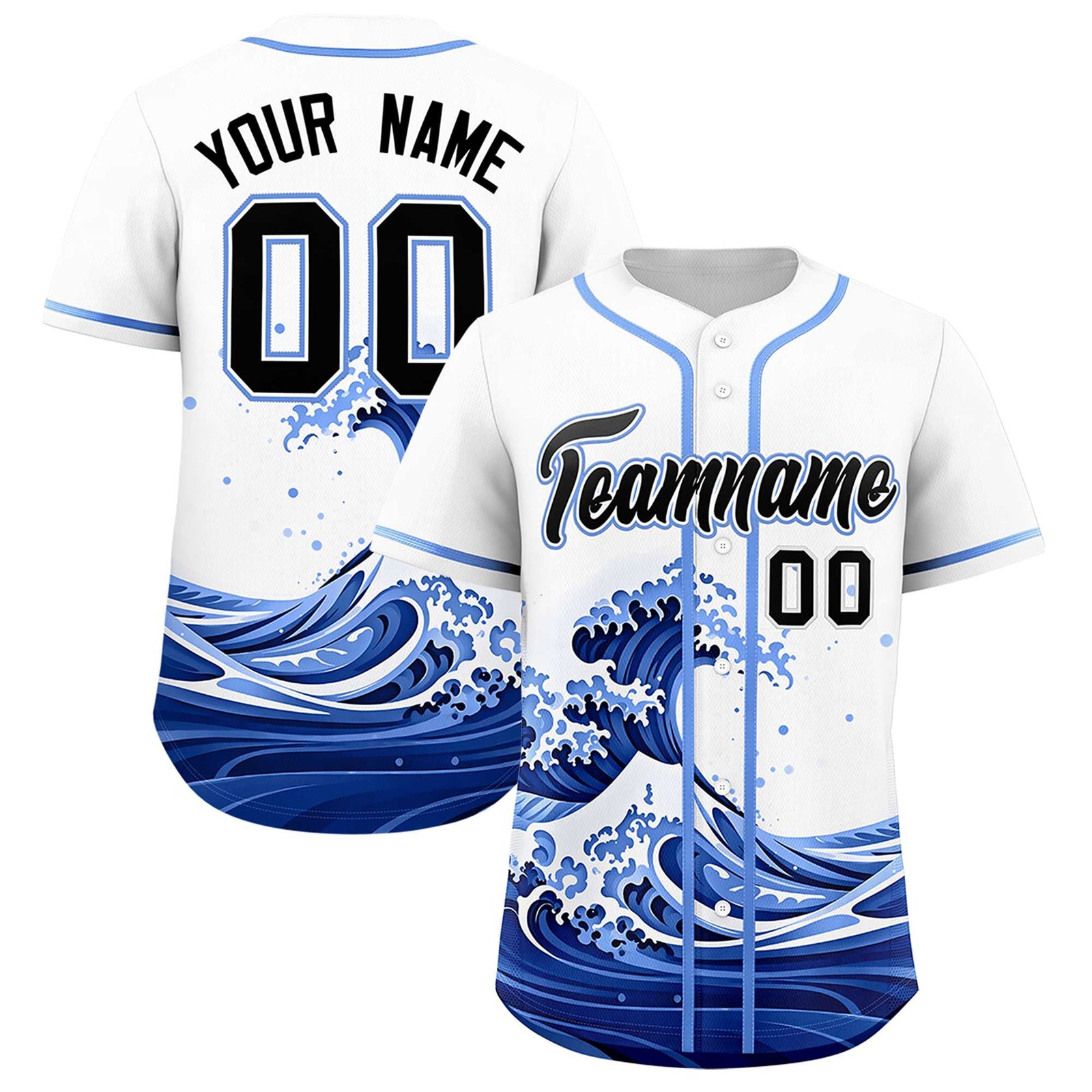 Custom White Wave Graffiti Pattern Authentic Baseball Jersey