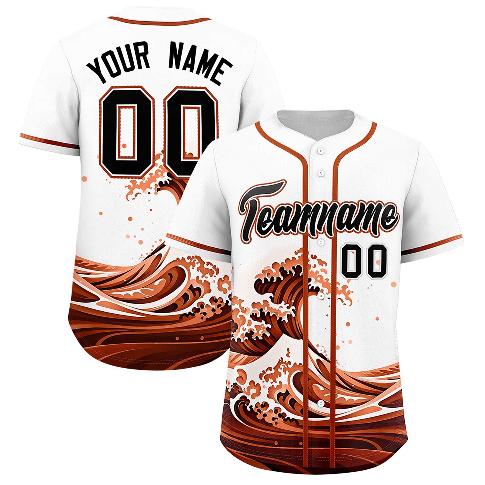 Custom White Wave Graffiti Pattern Authentic Baseball Jersey