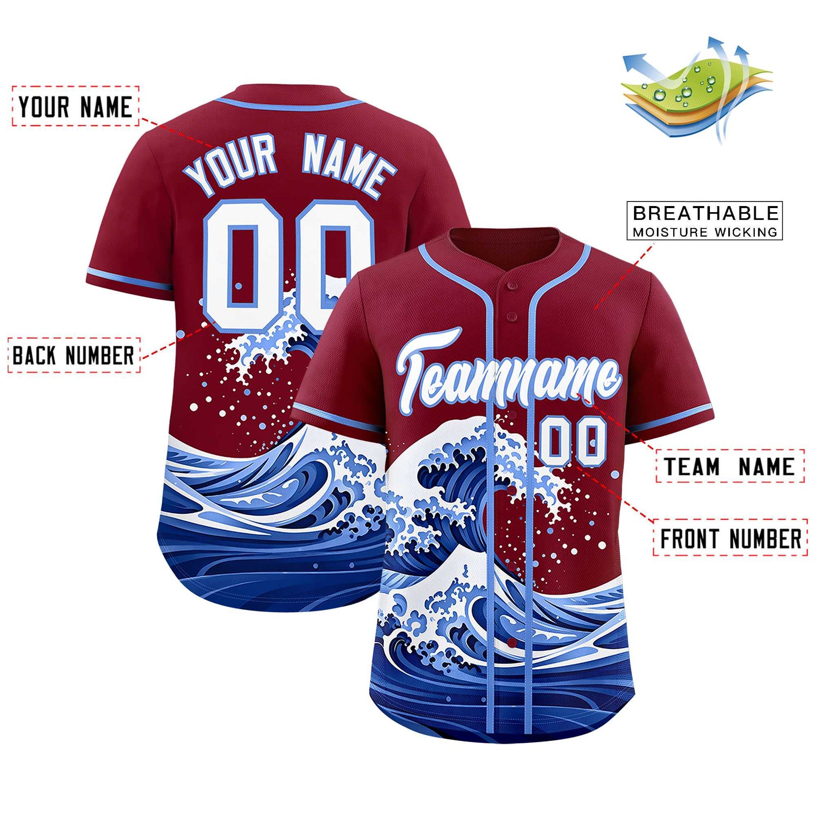Custom Crimson Wave Graffiti Pattern Authentic Baseball Jersey