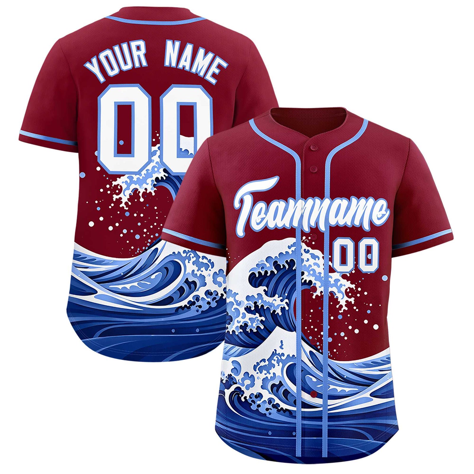 Custom Crimson Wave Graffiti Pattern Authentic Baseball Jersey