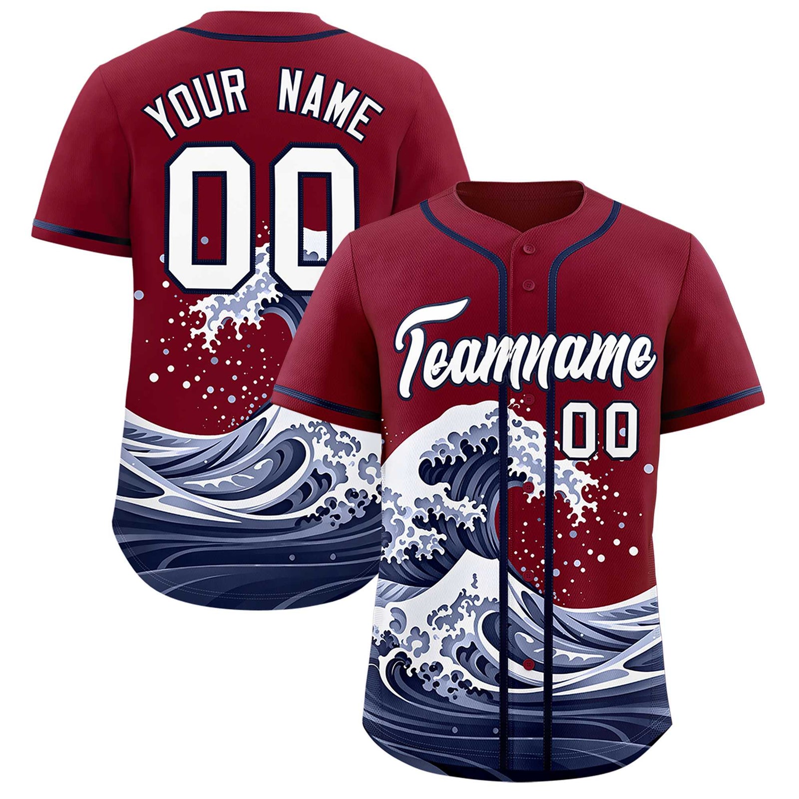 Custom Crimson Wave Graffiti Pattern Authentic Baseball Jersey