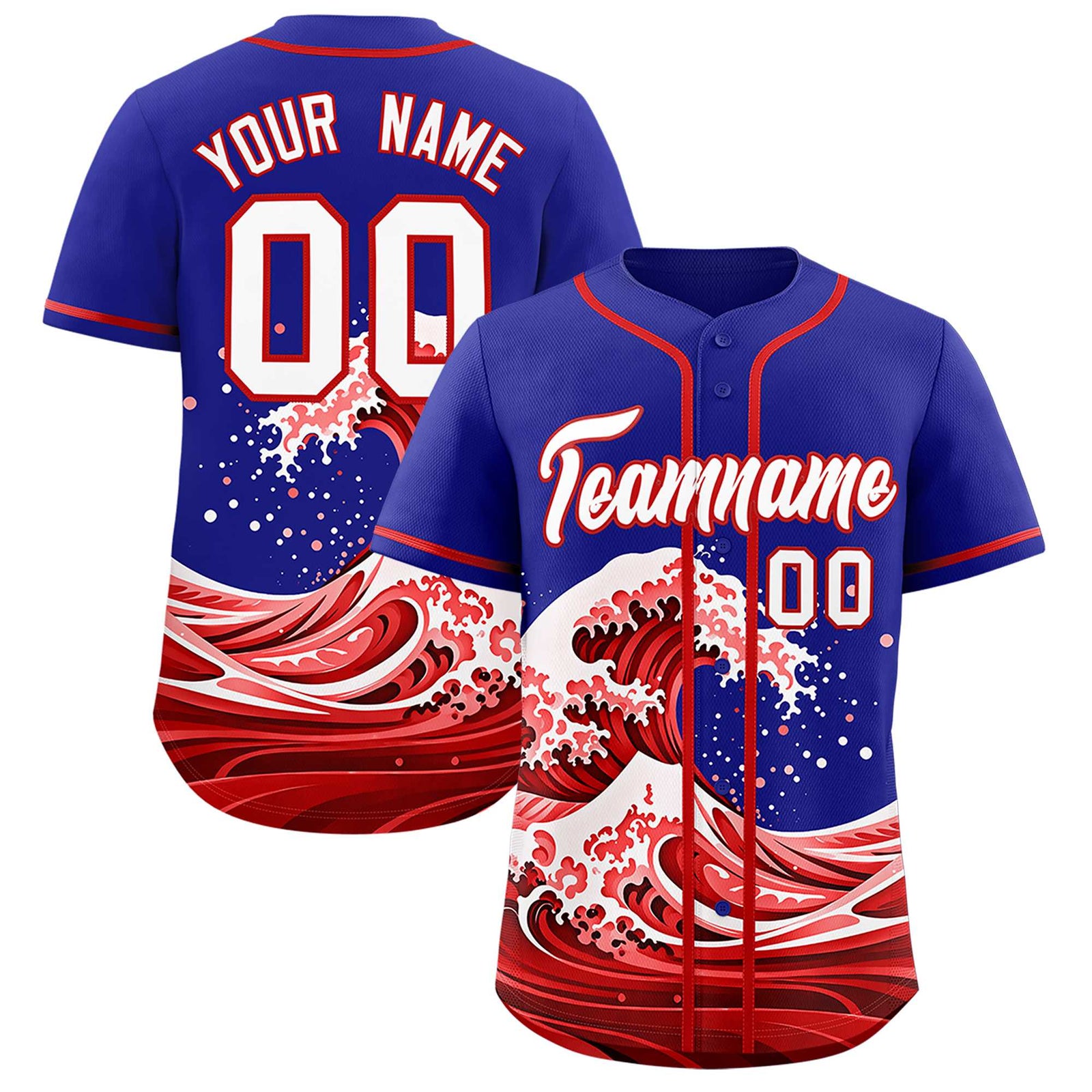 Custom Royal Wave Graffiti Pattern Authentic Baseball Jersey