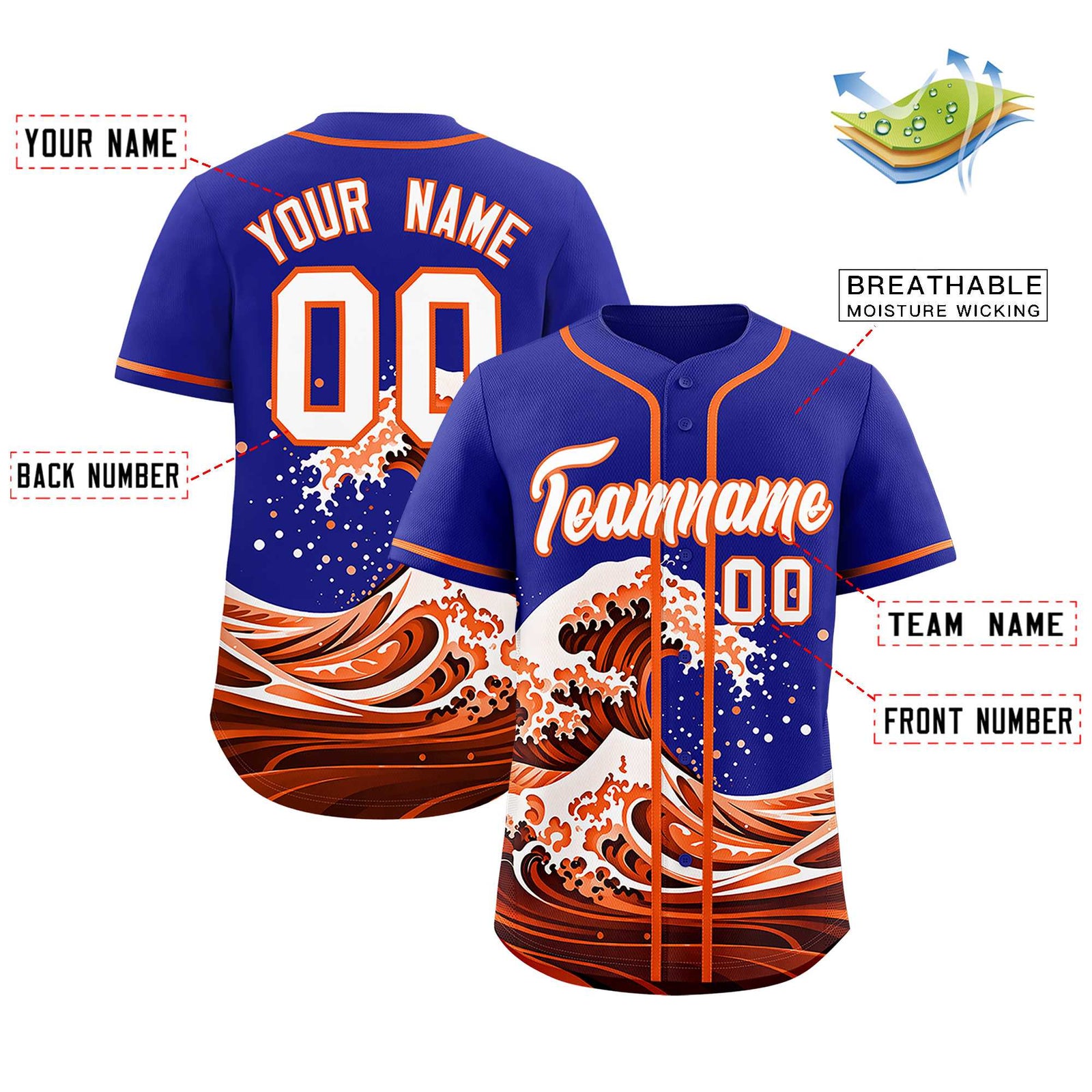 Custom Royal Wave Graffiti Pattern Authentic Baseball Jersey