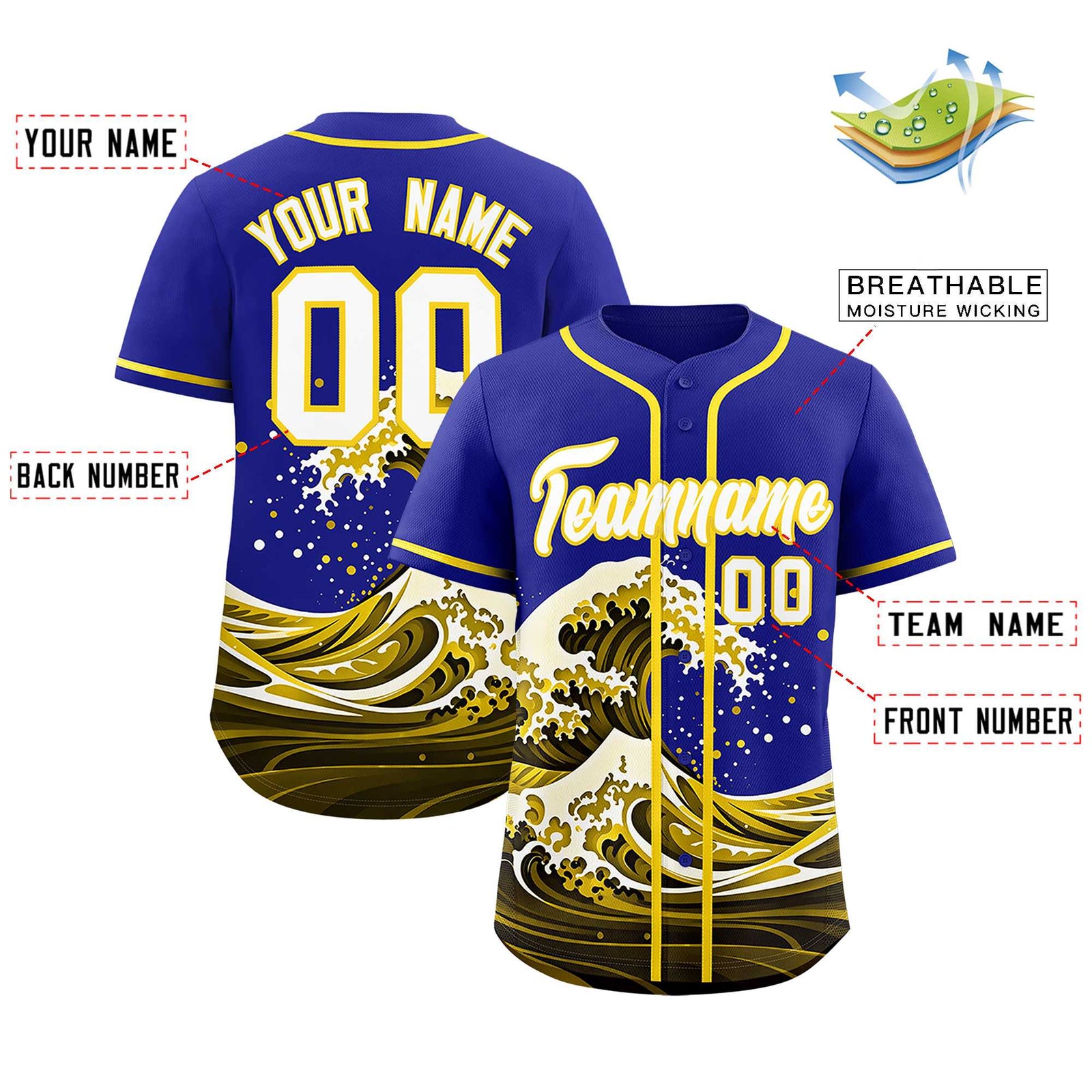 Custom Royal Wave Graffiti Pattern Authentic Baseball Jersey