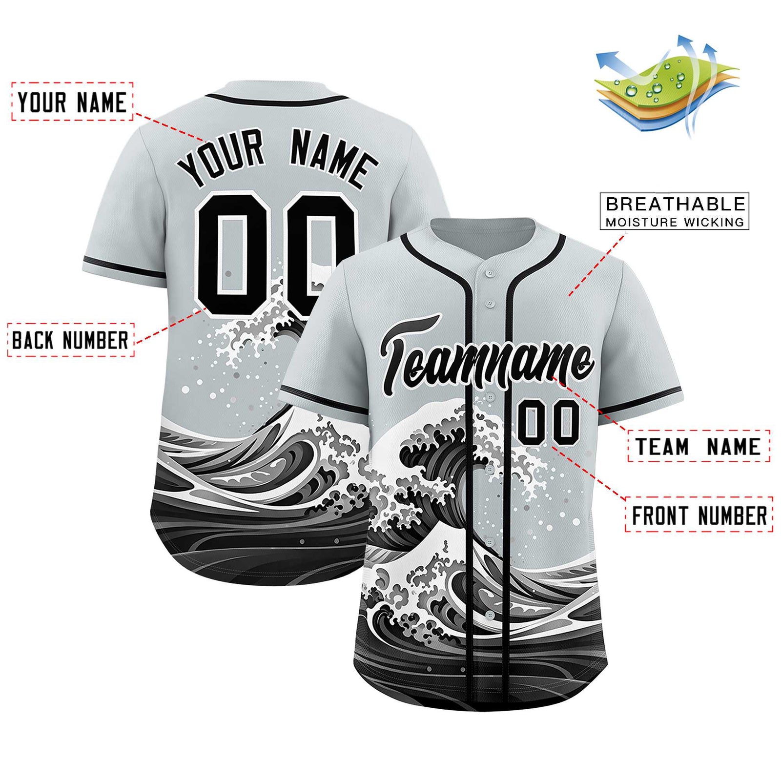 Custom Silver Wave Graffiti Pattern Authentic Baseball Jersey