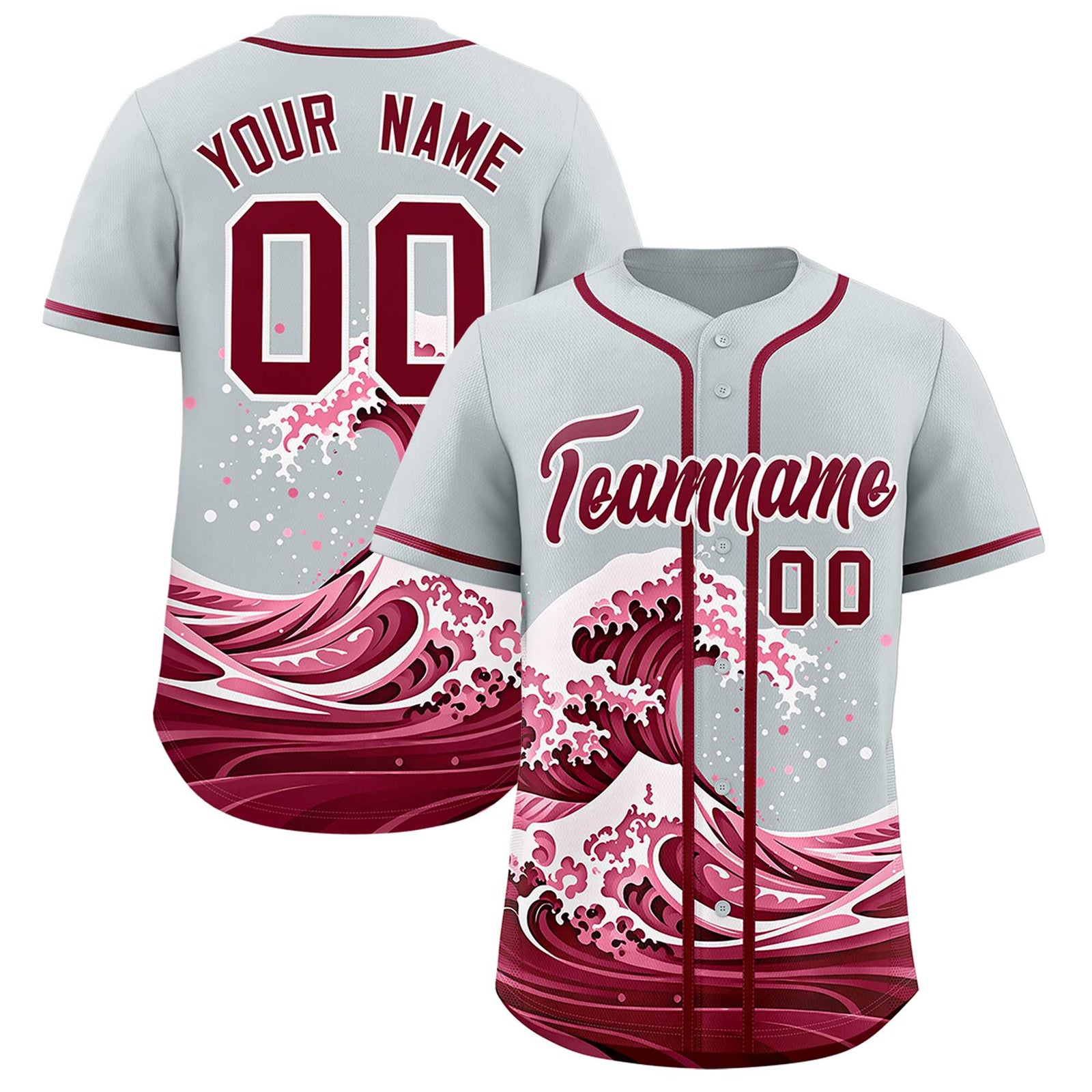 Custom Silver Wave Graffiti Pattern Authentic Baseball Jersey