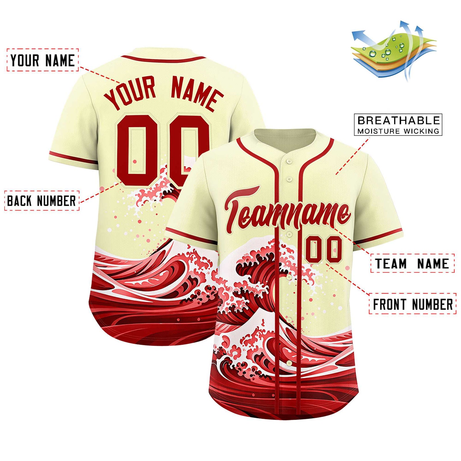 Custom Cream Wave Graffiti Pattern Authentic Baseball Jersey
