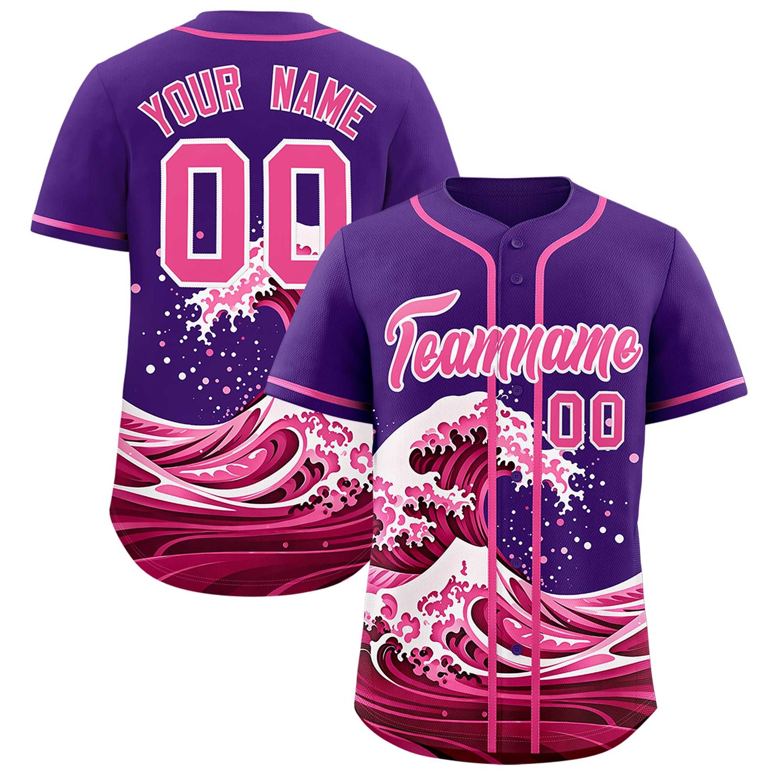 Custom Purple Wave Graffiti Pattern Authentic Baseball Jersey