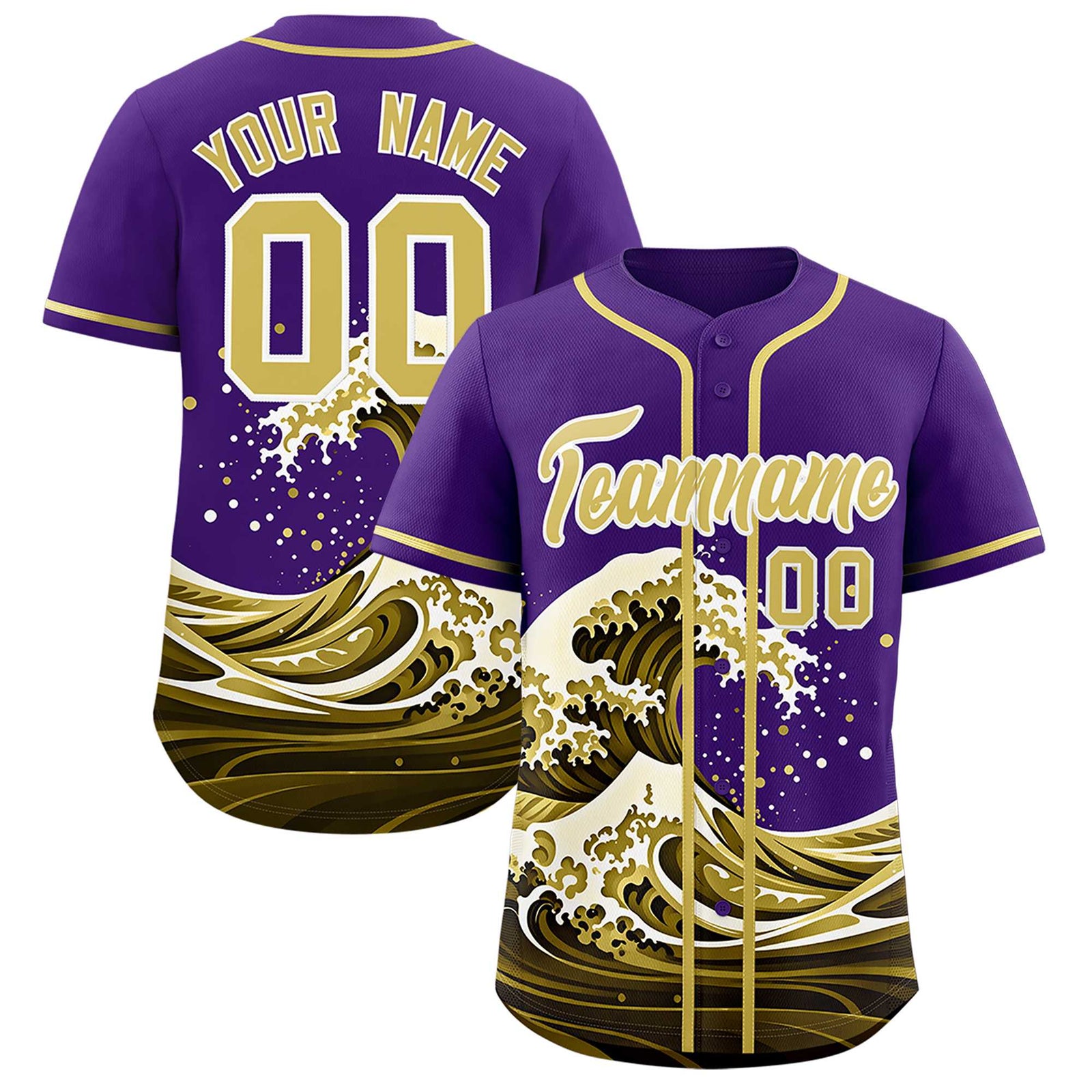 Custom Purple Wave Graffiti Pattern Authentic Baseball Jersey