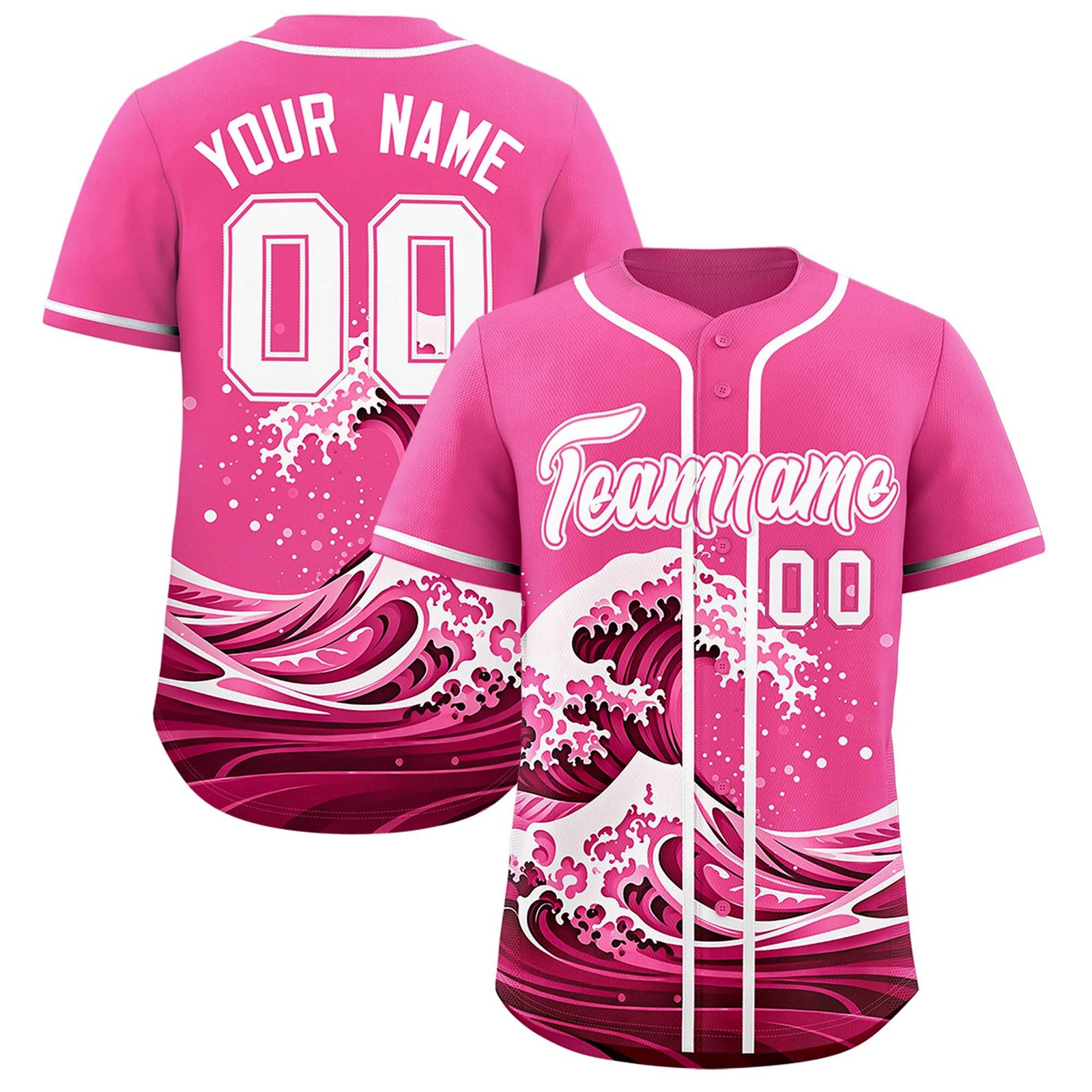 Custom Pink Wave Graffiti Pattern Authentic Baseball Jersey