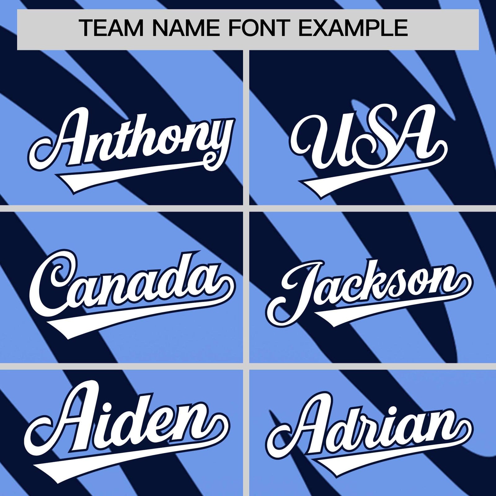 Custom Navy Light Blue Tiger Stripe Gradient Animal Print Personalized Team Shirt Baseball Jersey