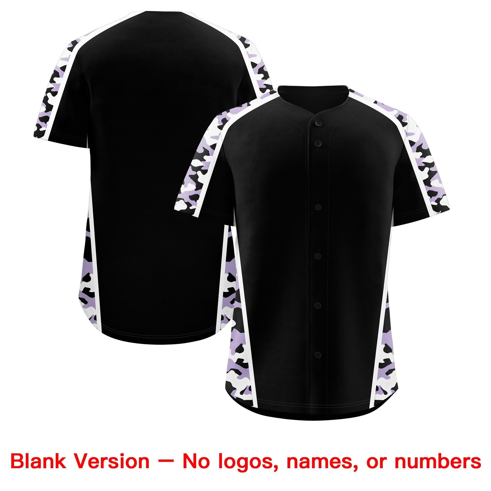 Custom Black Light Purple Side Camo Style Personalization Baseball Jersey| KXKSHOP