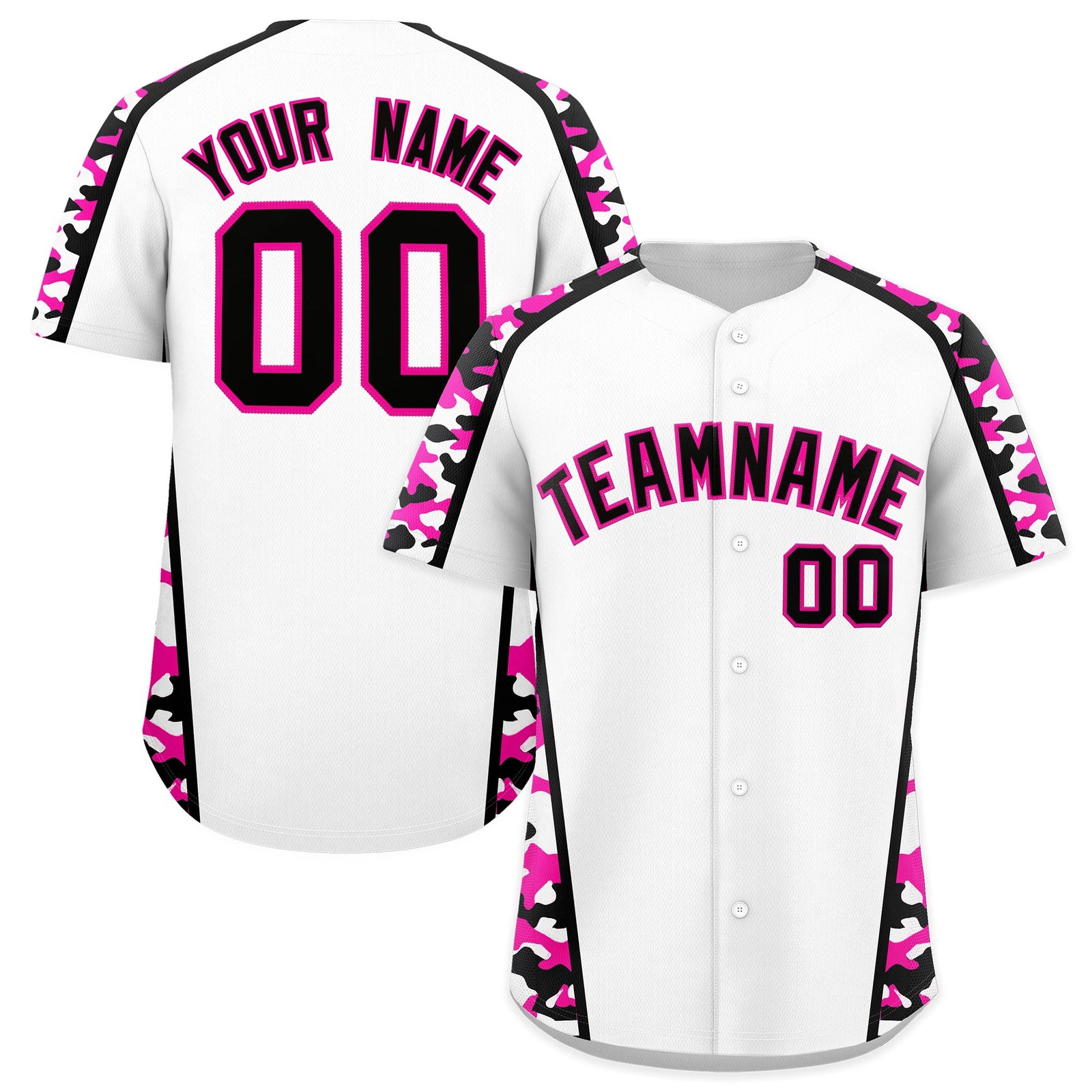 Custom White Rose Red Side Camo Style Personalization Baseball Jersey| KXKSHOP