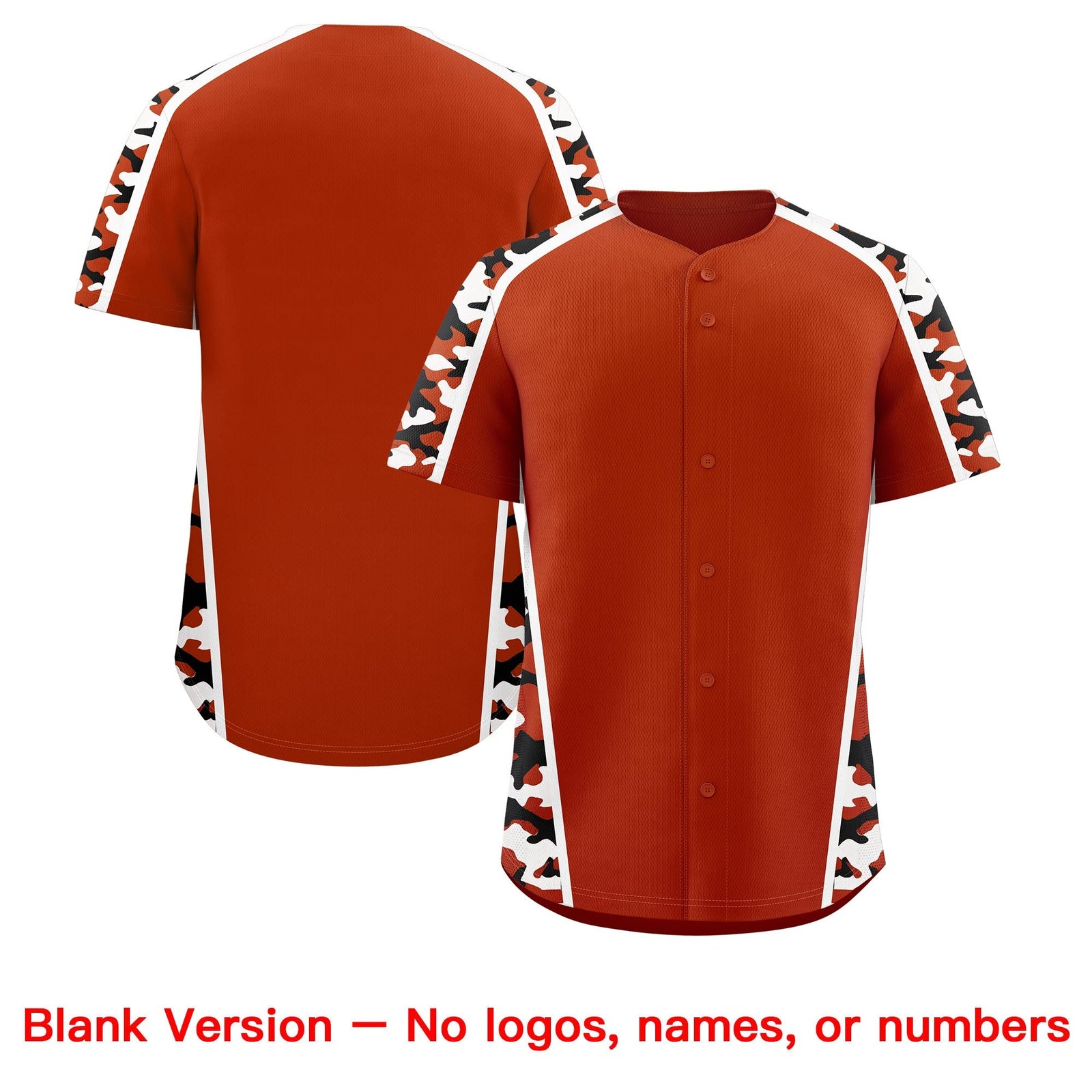 Custom Dark Orange Black Side Camo Style Personalization Baseball Jersey| KXKSHOP