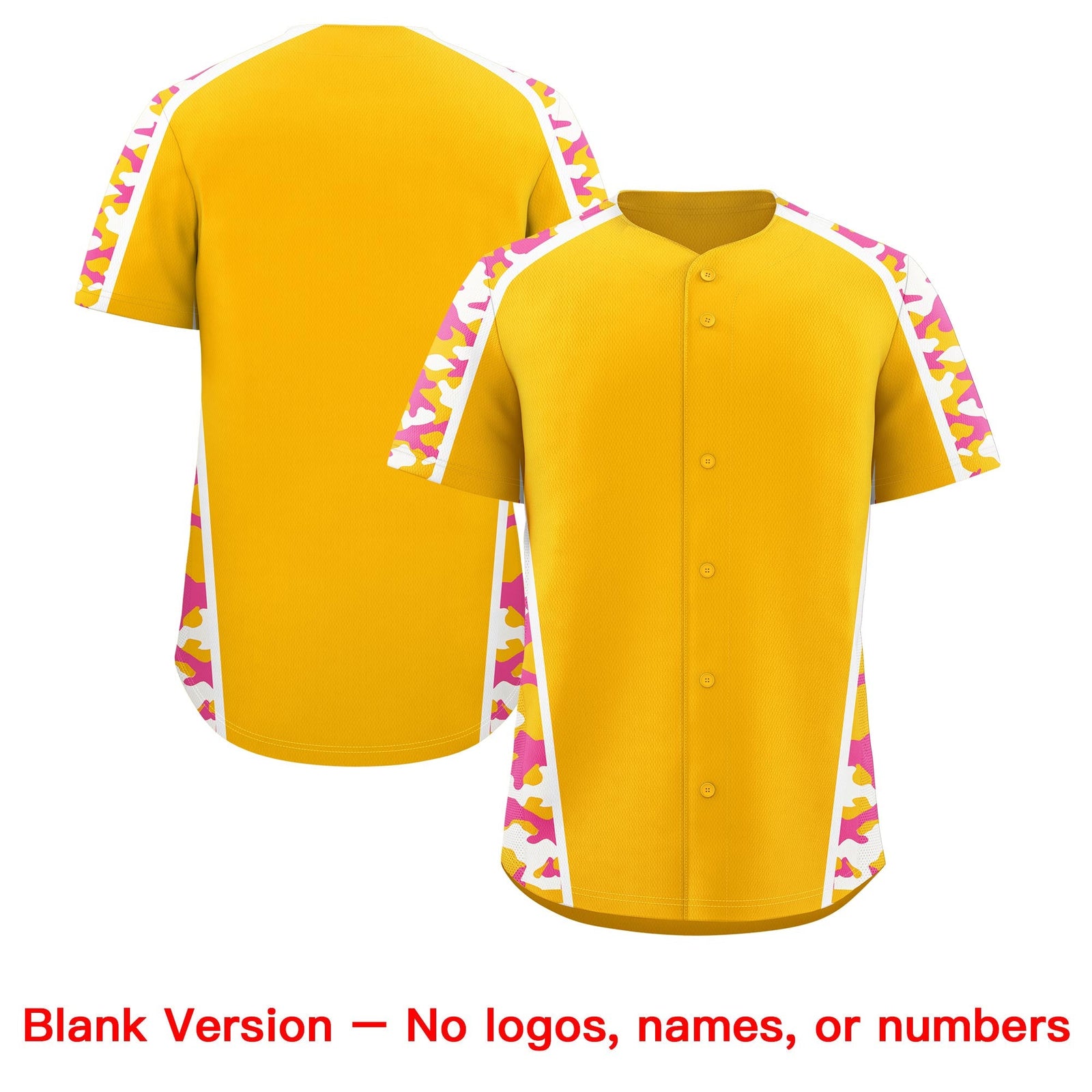 Custom Yellow Pink Side Camo Style Personalization Baseball Jersey| KXKSHOP
