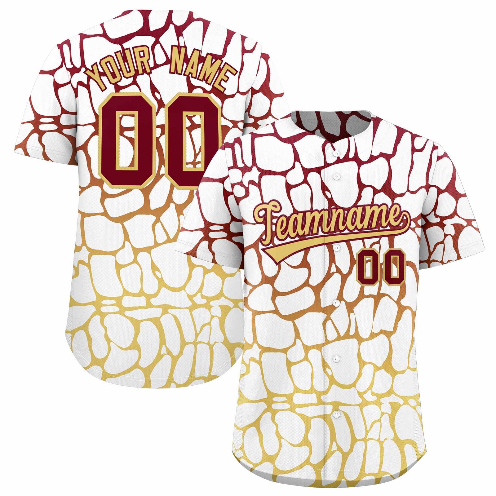 Custom Crimson Khaki Giraffe Graffiti Pattern Authentic Baseball Jersey