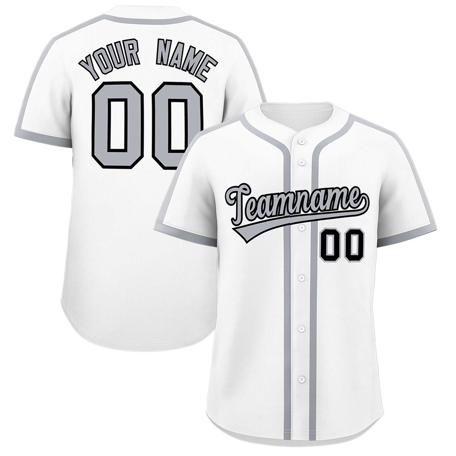 Custom White Gray Personalized Classic Authentic Baseball Jersey
