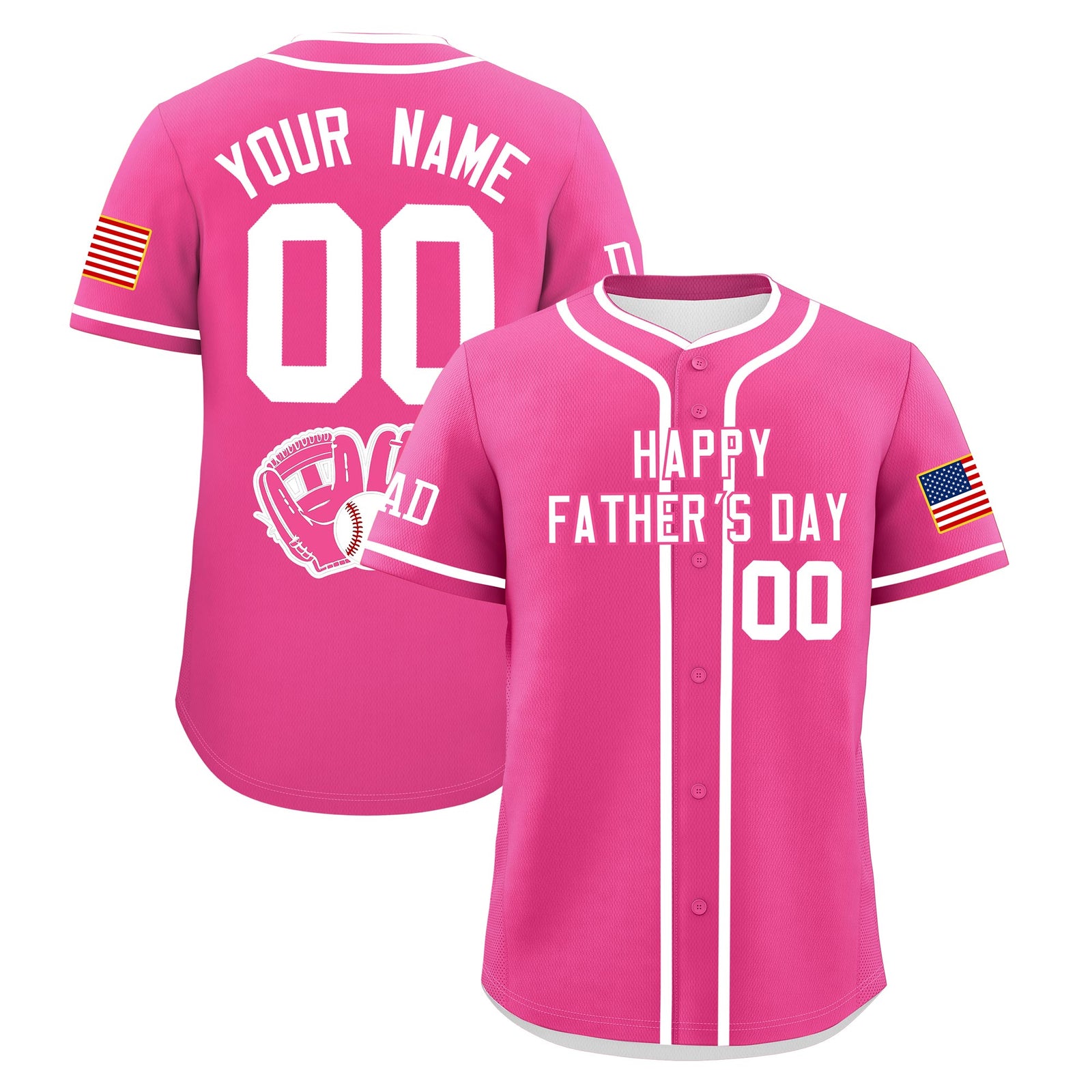 Custom Pink White Classic Style Father's Day Quick Dry Baseball Jersey| KXKSHOP