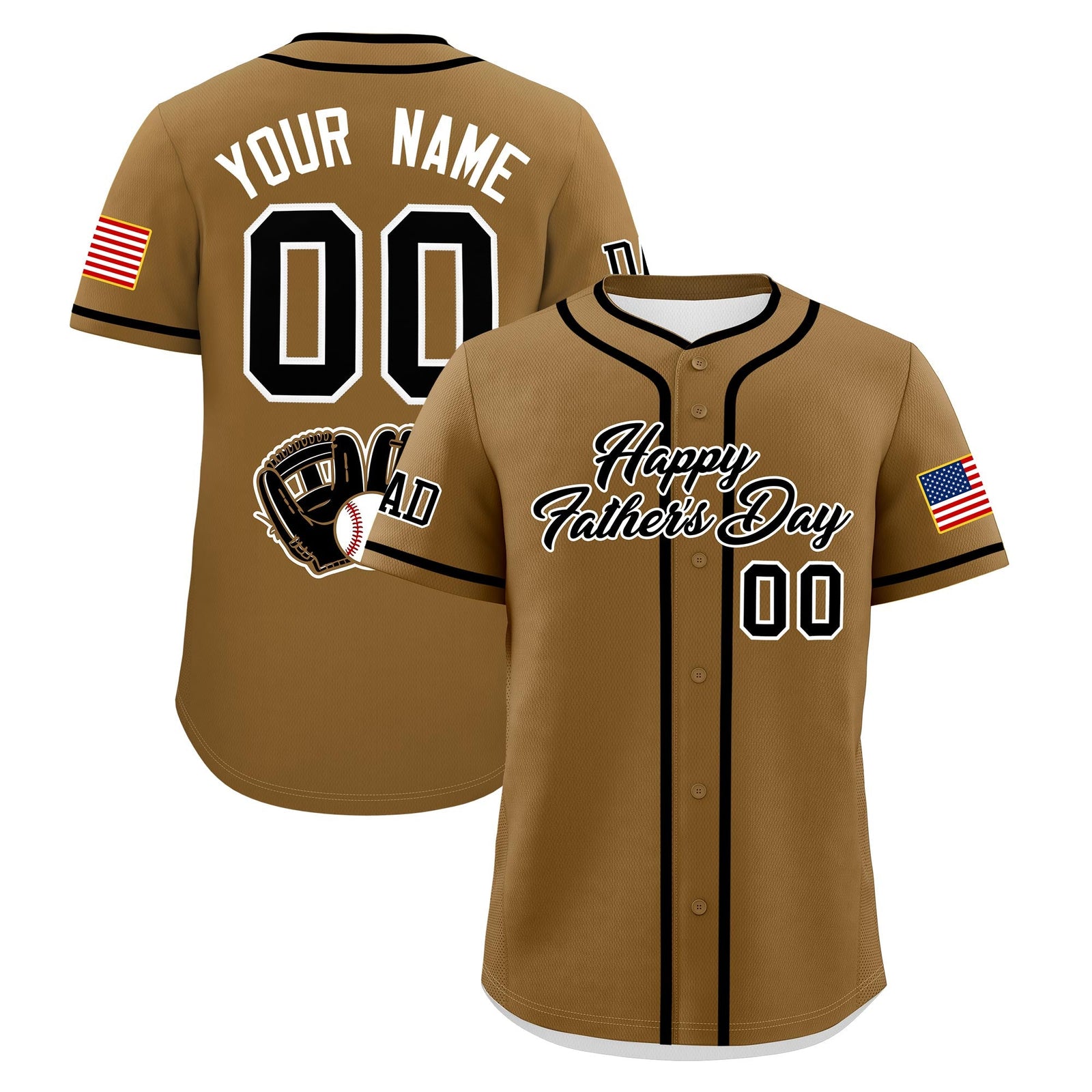 Custom Camel Black White Classic Style Father's Day Quick Dry Baseball Jersey| KXKSHOP