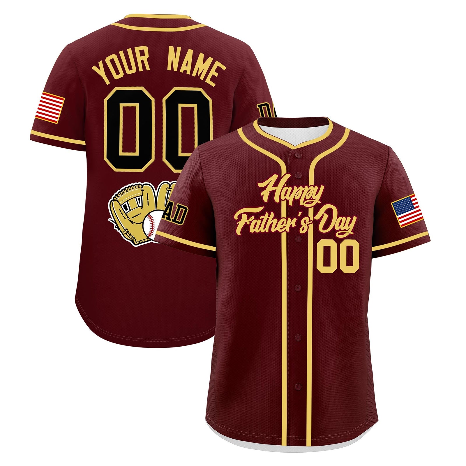 Custom Burgundy Khaki Classic Style Father's Day Quick Dry Baseball Jersey| KXKSHOP