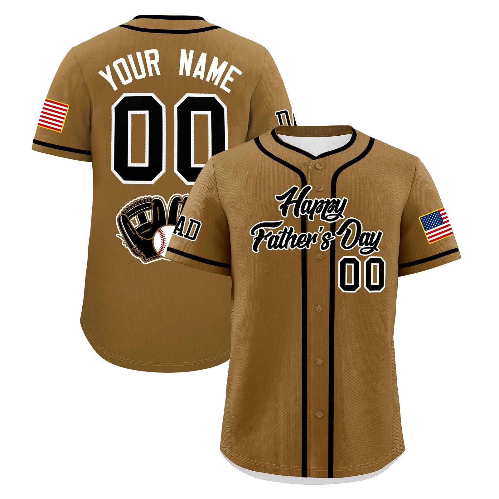 Custom Camel Black White Classic Style Father's Day Quick Dry Baseball Jersey| KXKSHOP