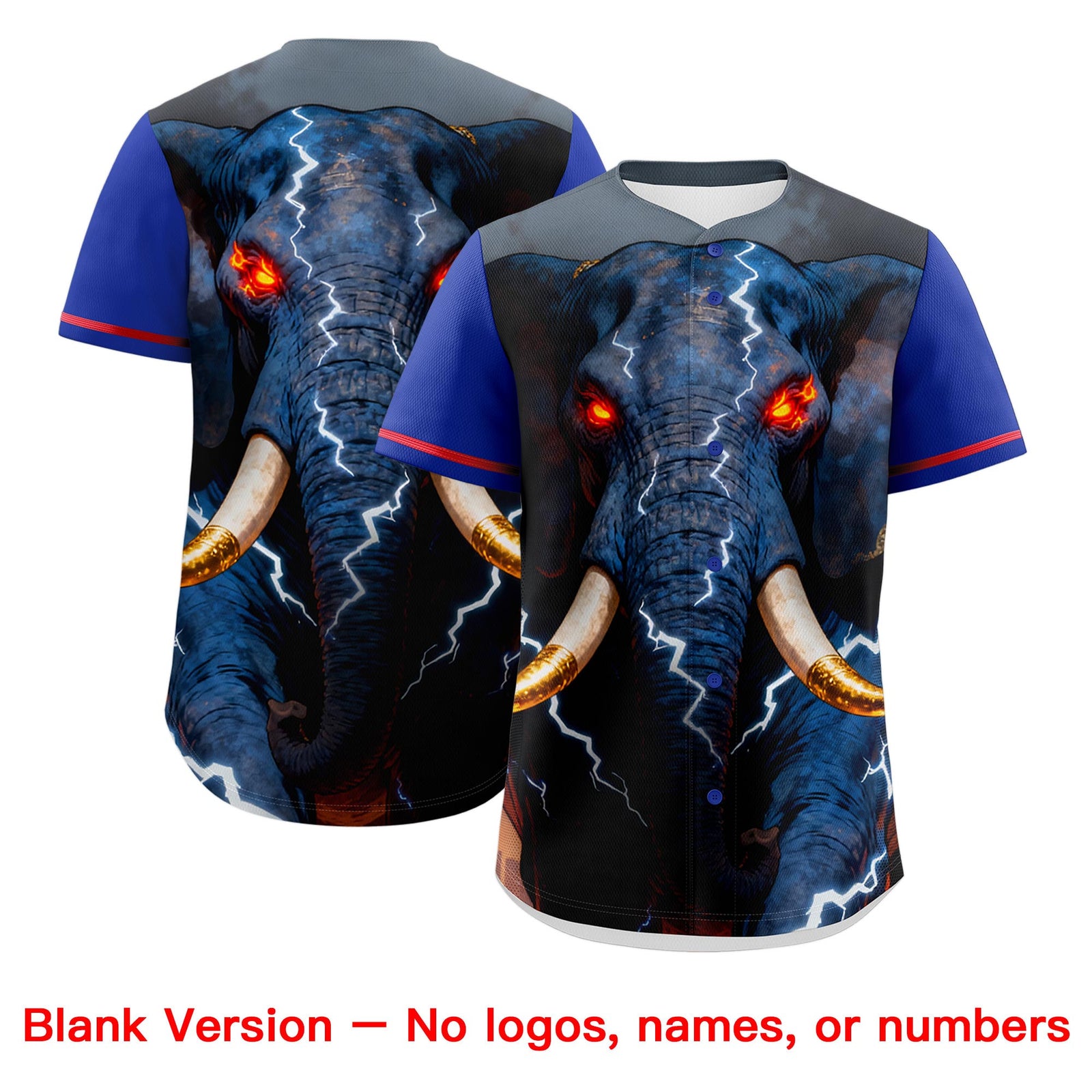 Custom Royal Blue Red White Elephant Animal Series Personalization Graffiti Pattern Baseball Jersey| KXKSHOP