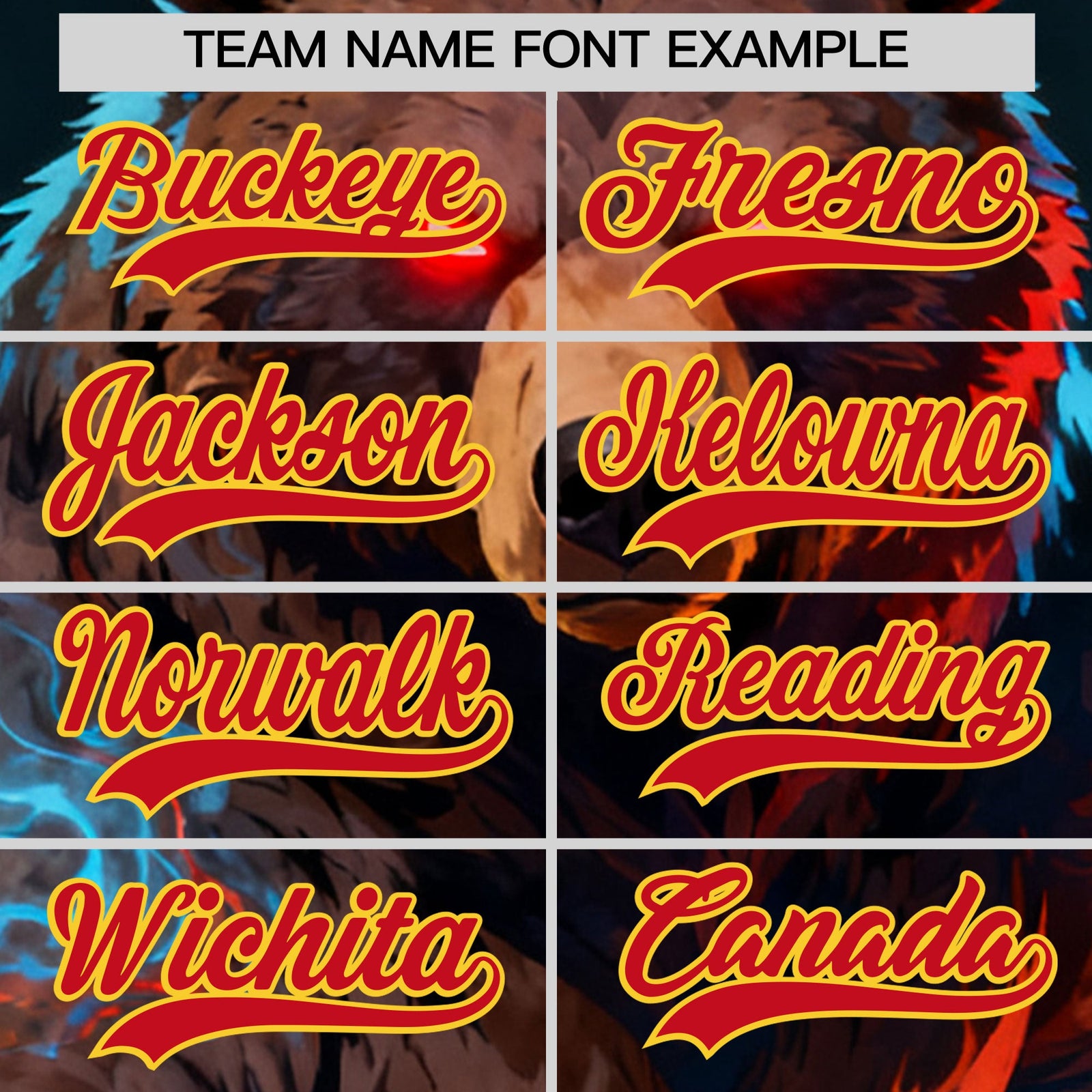 Custom Black Red Gold Bear Animal Series Personalization Graffiti Pattern Baseball Jersey| KXKSHOP